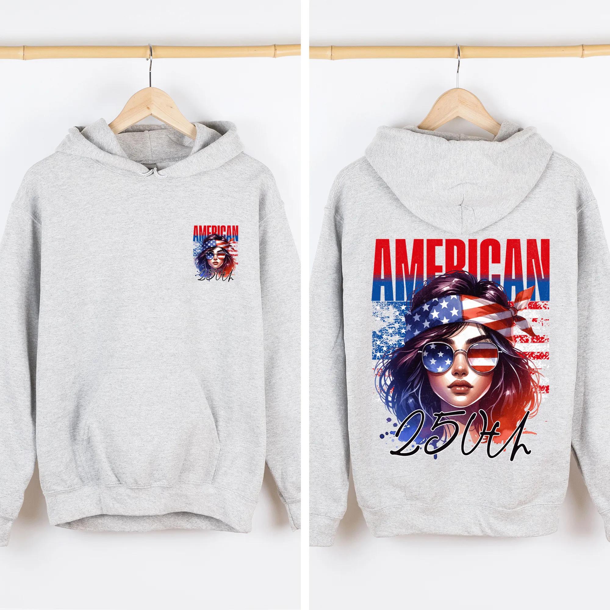 American Girl, 250th Anniversary, USA, US Flag, 4th of July Sweatshirt sold by Refinery Number One product image thumbnail 2