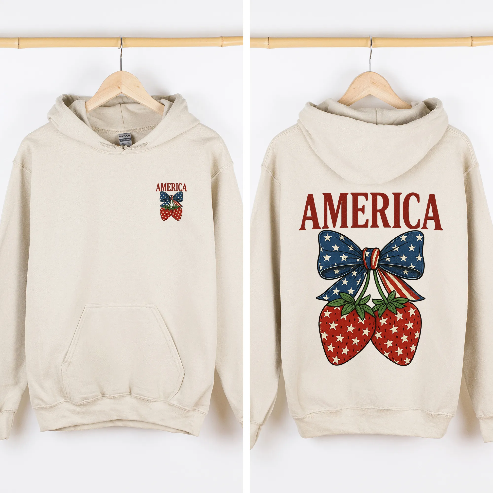 Strawberry, Bow, America, USA, Stars, 4th of July Sweatshirt sold by Refinery Number One product image thumbnail 2