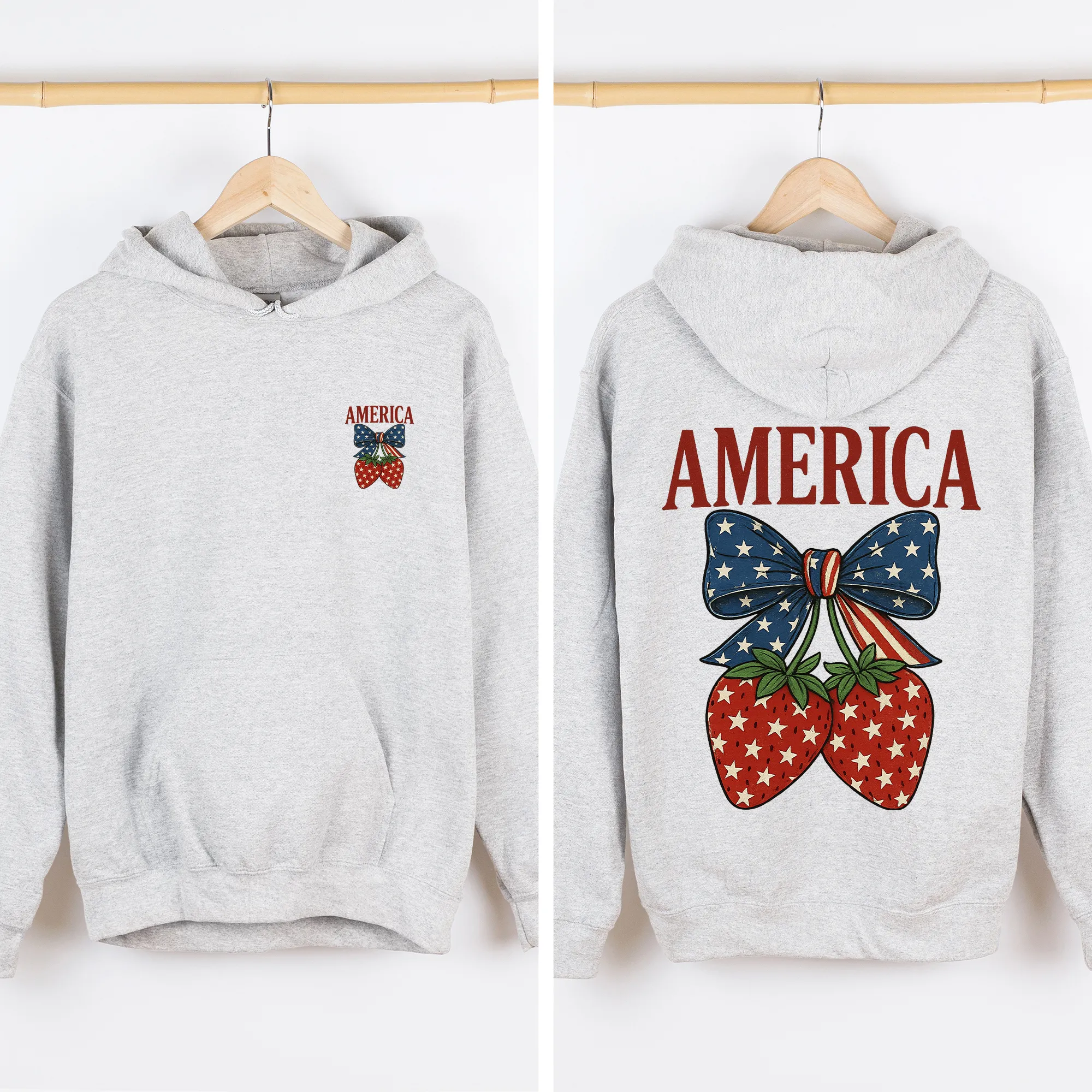 Strawberry, Bow, America, USA, Stars, 4th of July Sweatshirt sold by Refinery Number One product image thumbnail 3