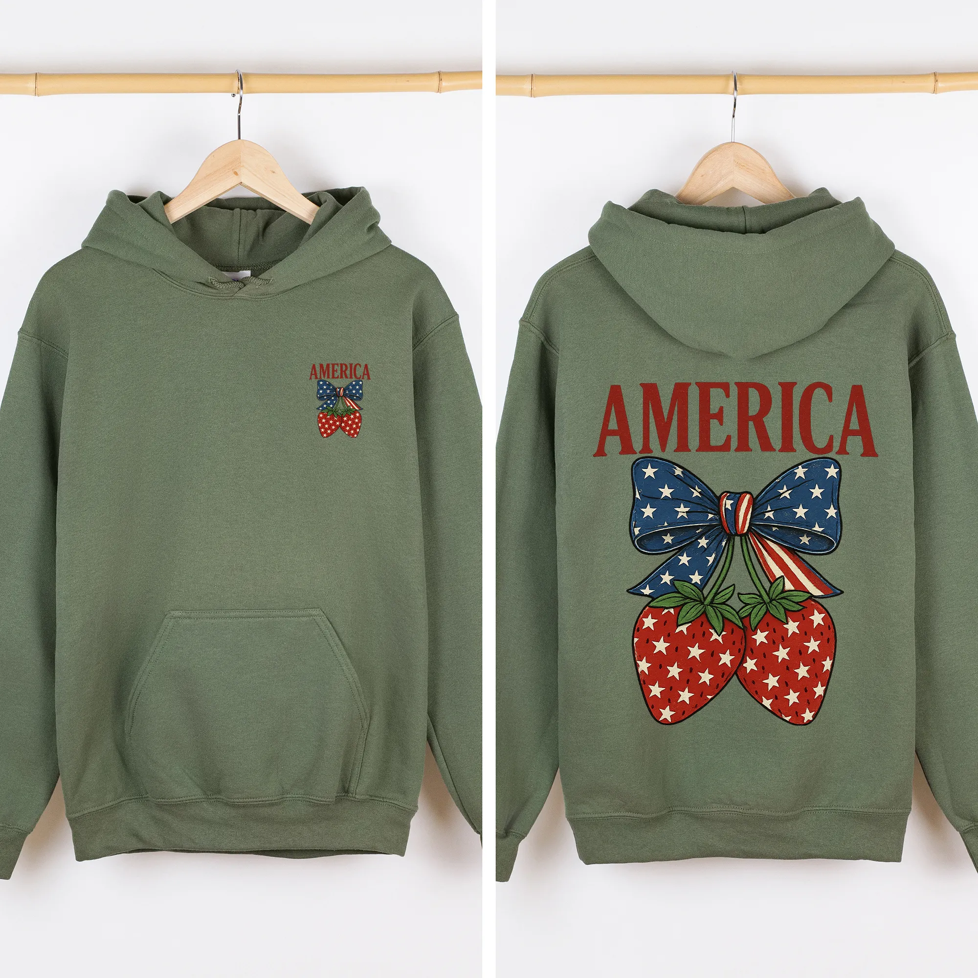 Strawberry, Bow, America, USA, Stars, 4th of July Sweatshirt sold by Refinery Number One product image thumbnail 5