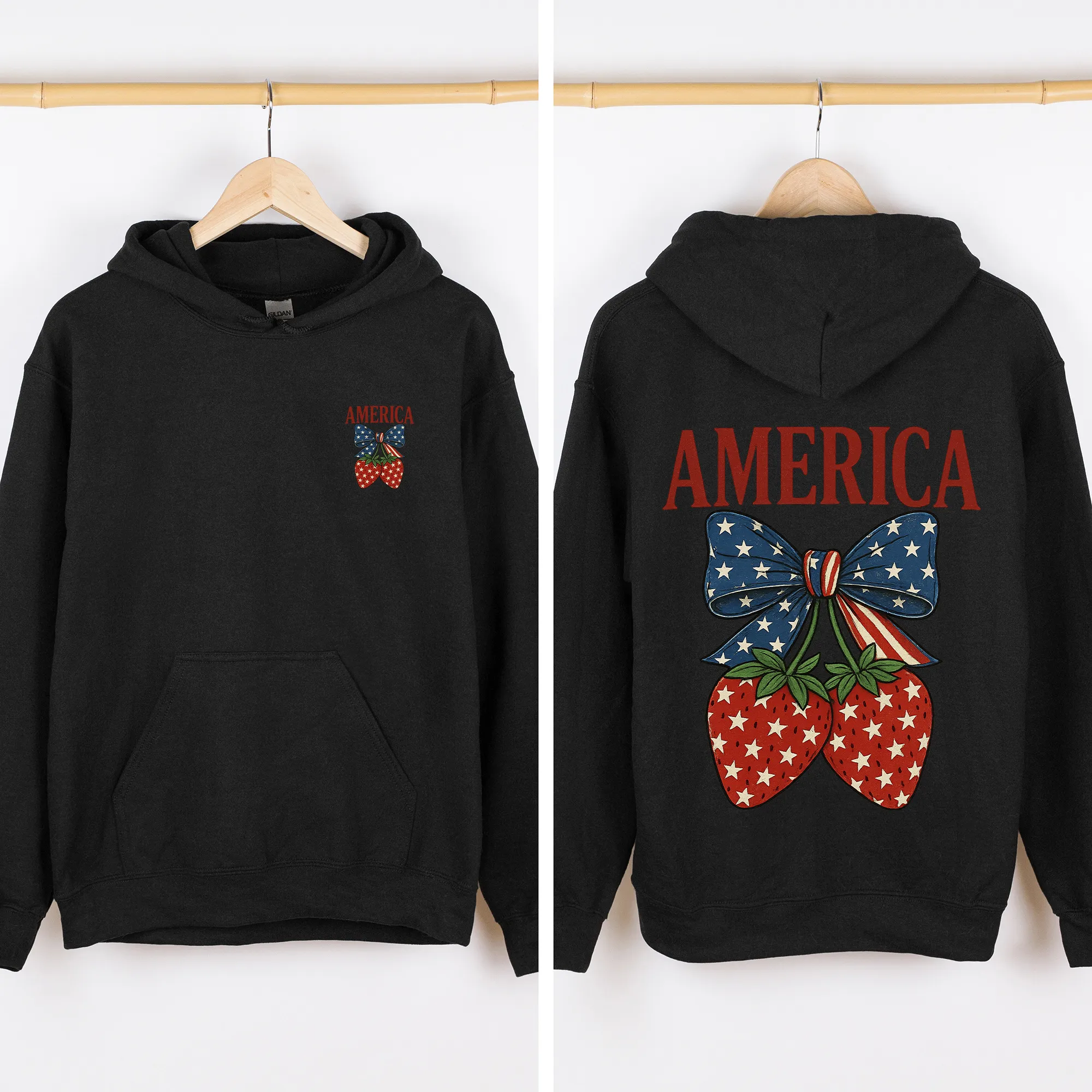 Strawberry, Bow, America, USA, Stars, 4th of July Sweatshirt sold by Refinery Number One product image thumbnail 4