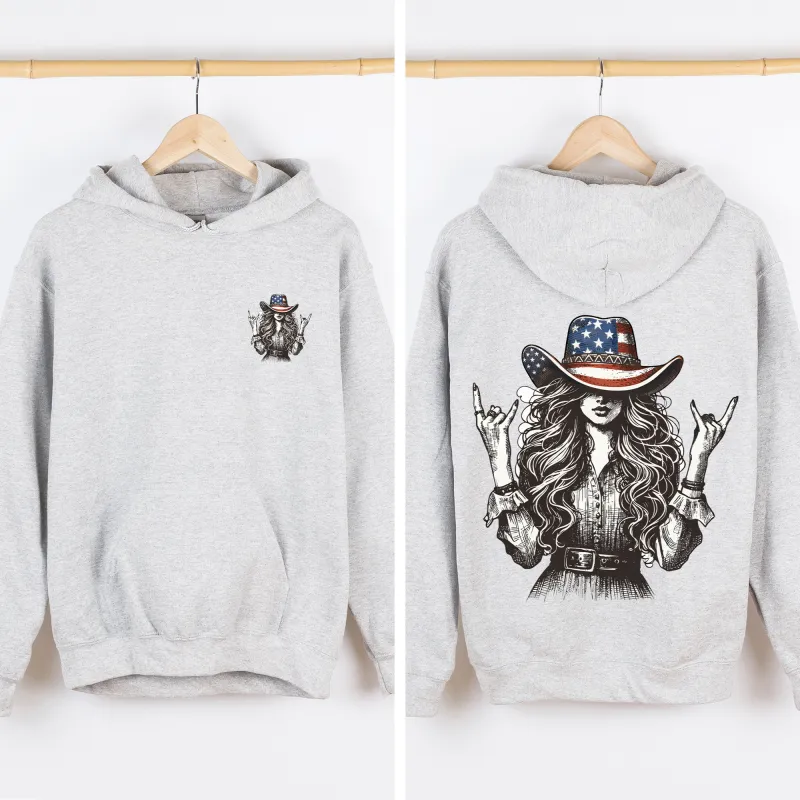 American Girl, Country, Hat, Western, USA, 4th of July Sweatshirt made by Refinery Number One