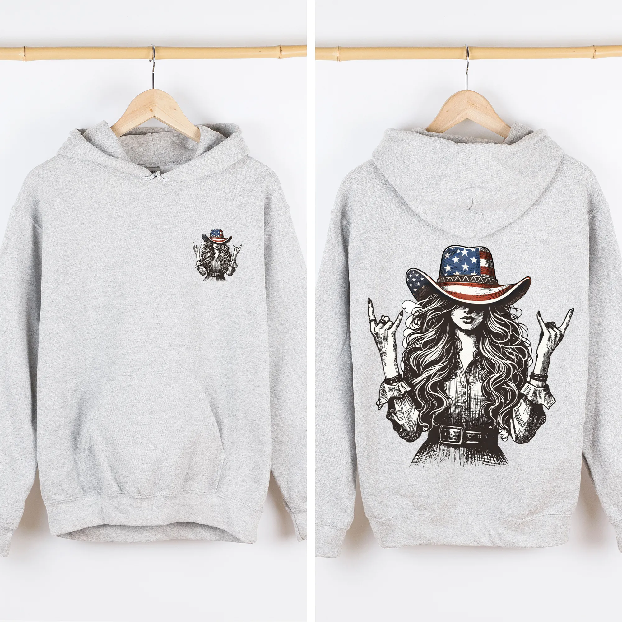 American Girl, Country, Hat, Western, USA, 4th of July Sweatshirt sold by Refinery Number One