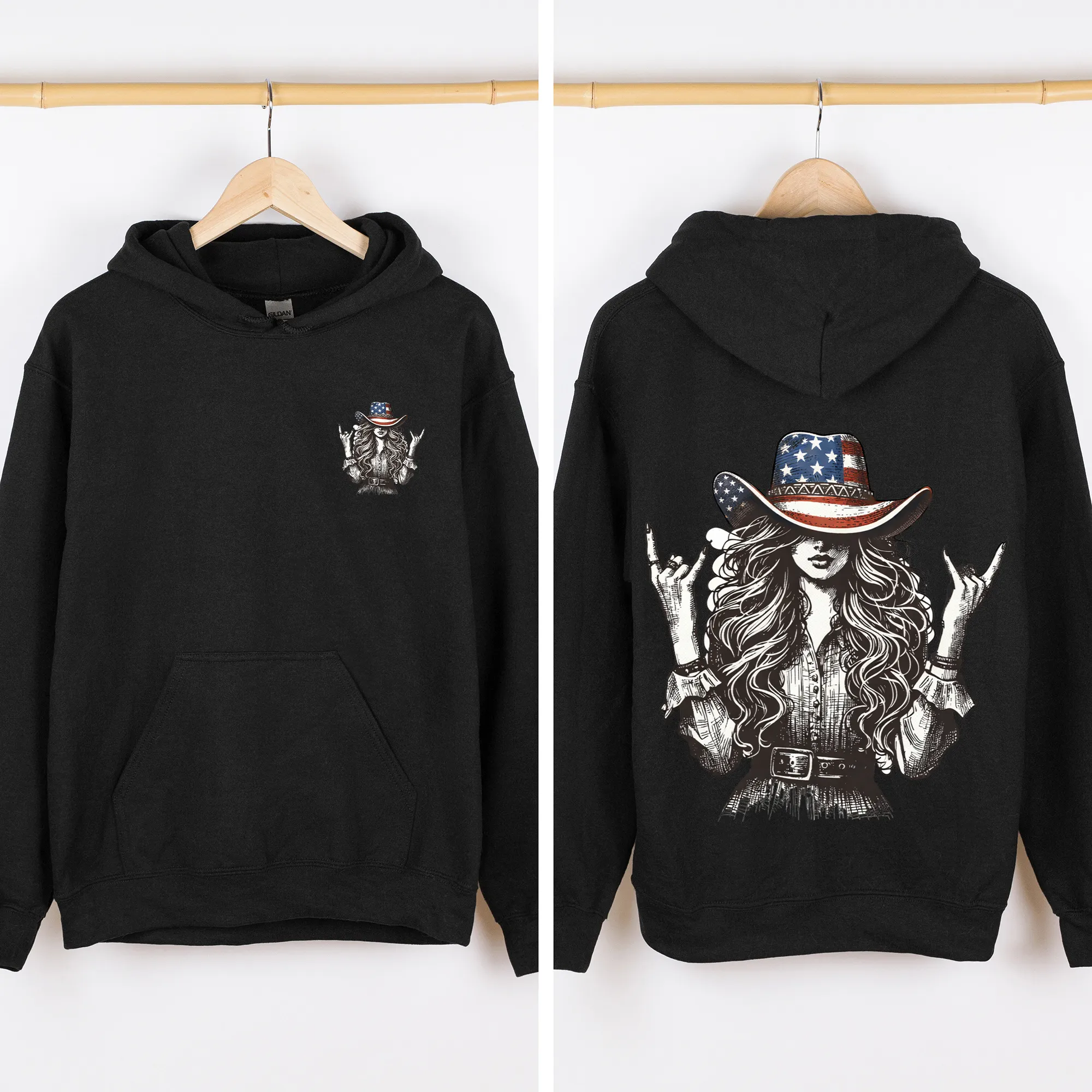 American Girl, Country, Hat, Western, USA, 4th of July Sweatshirt sold by Refinery Number One product image thumbnail 2