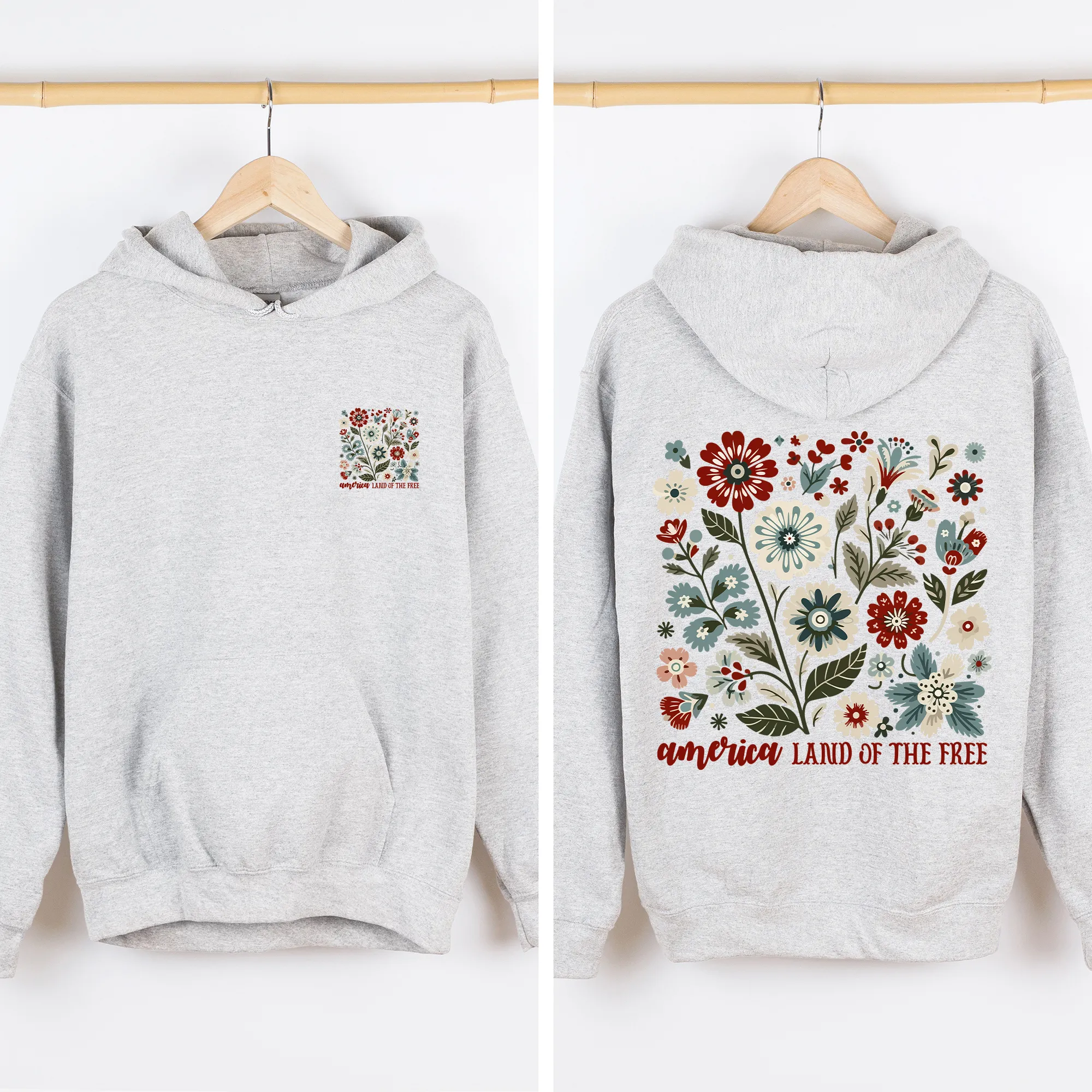 America Land of the Free, Floral, USA, 4th of July Sweatshirt sold by Refinery Number One product image thumbnail 5