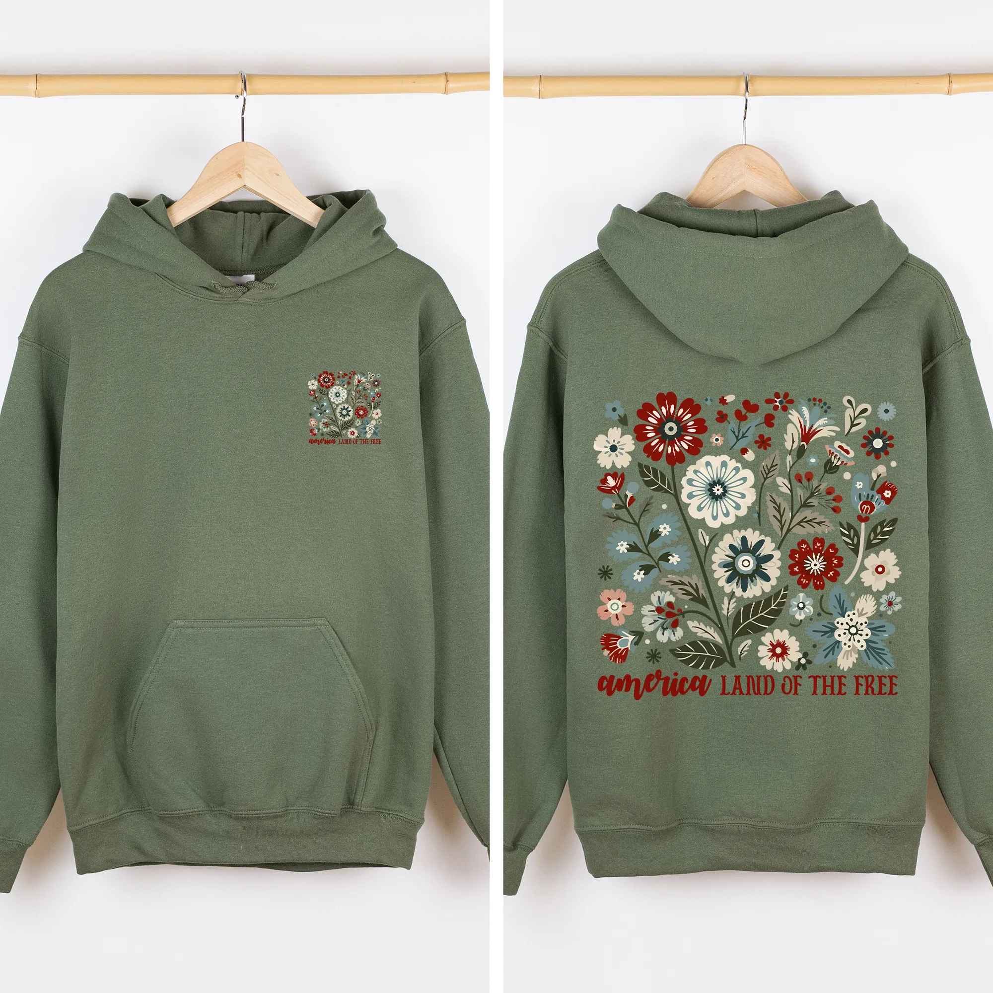 America Land of the Free, Floral, USA, 4th of July Sweatshirt sold by Refinery Number One product image thumbnail 3