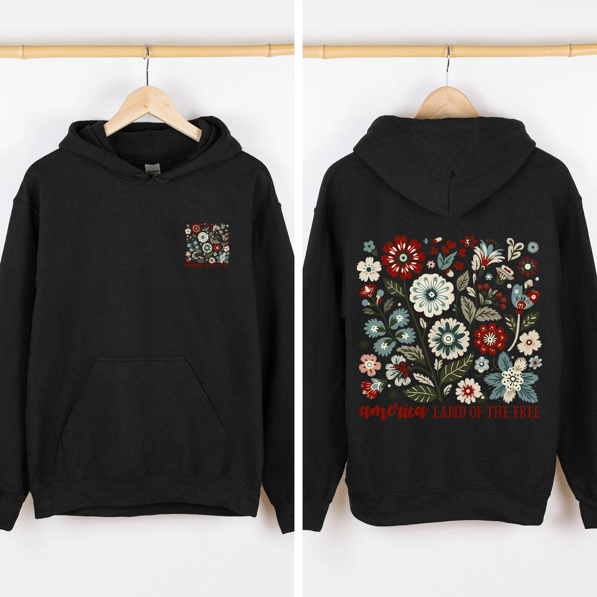 America Land of the Free, Floral, USA, 4th of July Sweatshirt sold by Refinery Number One product image thumbnail 2