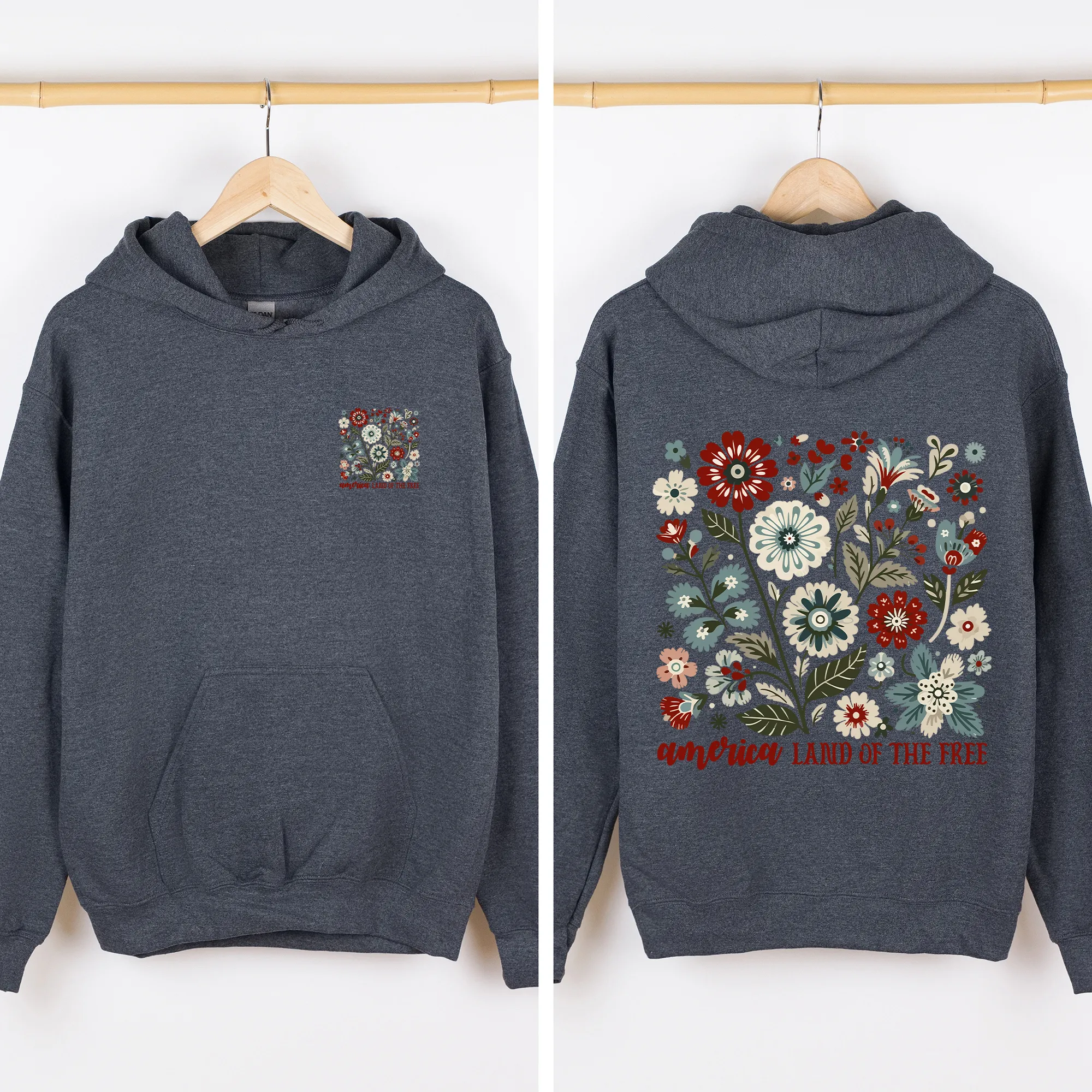 America Land of the Free, Floral, USA, 4th of July Sweatshirt sold by Refinery Number One product image thumbnail 4