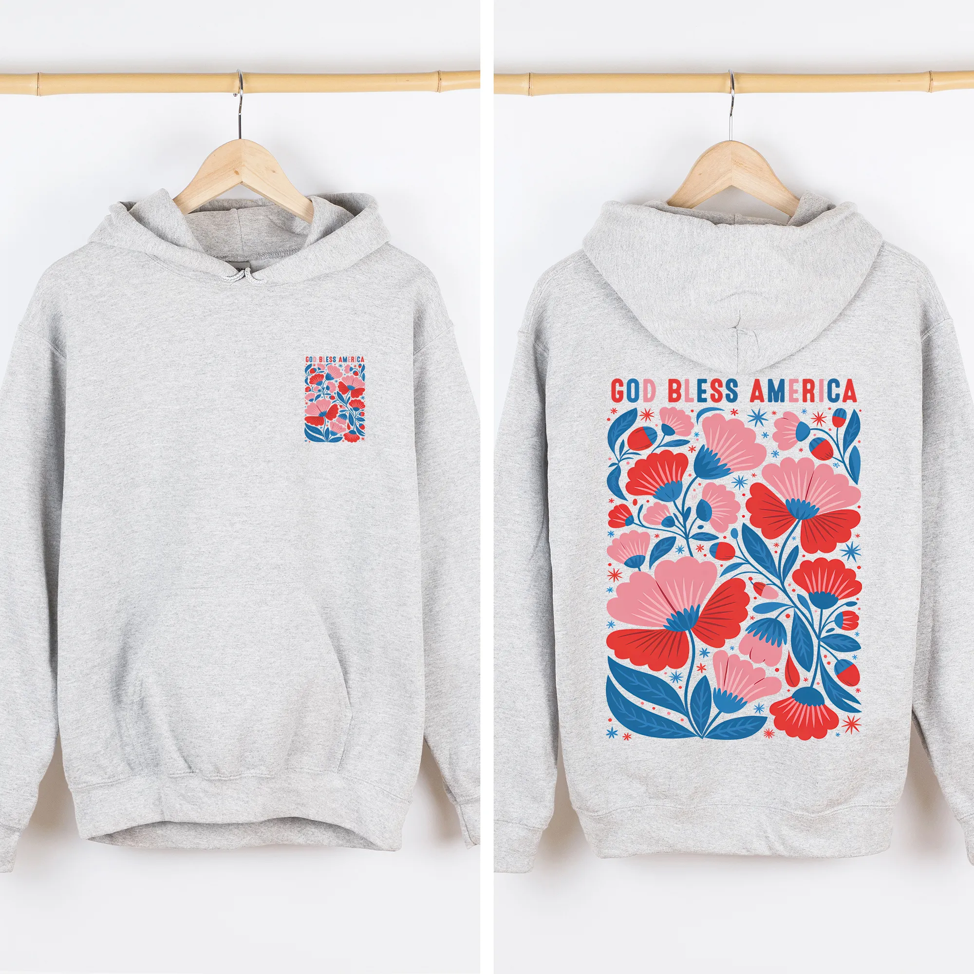 God Bless America, Floral, Flowers, USA, 4th of July Sweatshirt sold by Refinery Number One product image thumbnail 2