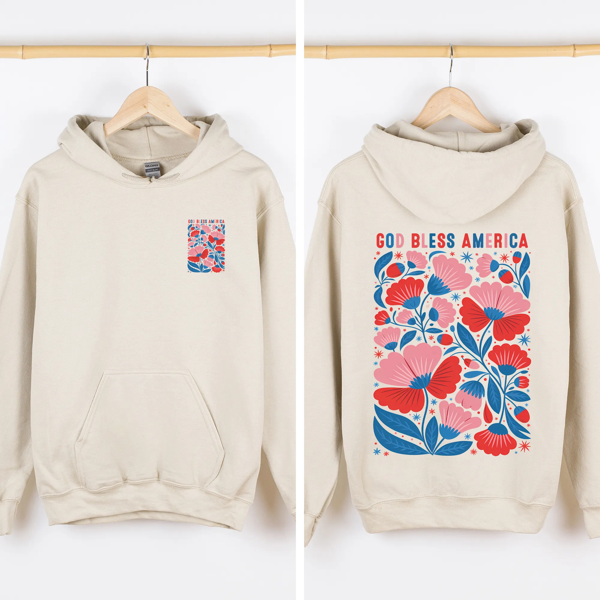 God Bless America, Floral, Flowers, USA, 4th of July Sweatshirt sold by Refinery Number One product image thumbnail 3