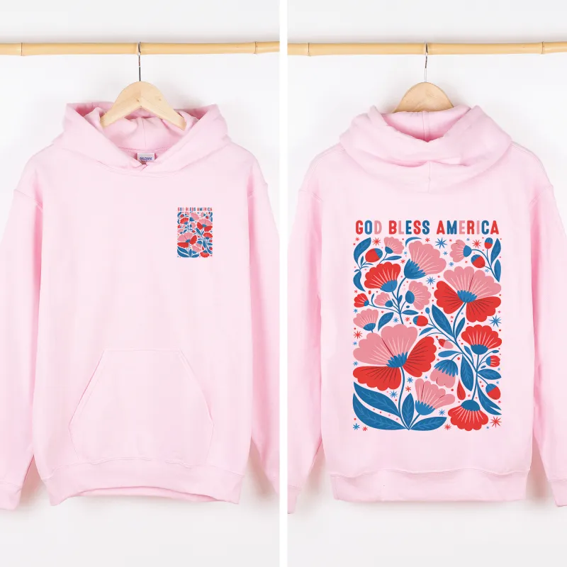 God Bless America, Floral, Flowers, USA, 4th of July Sweatshirt made by Refinery Number One