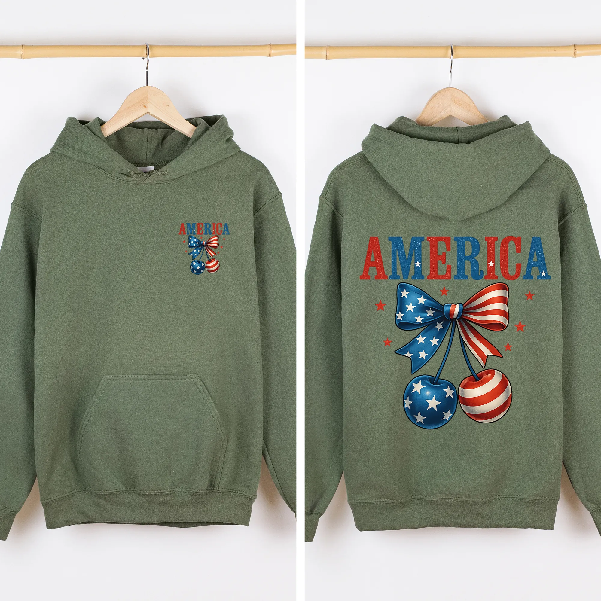 America, Cherries, Flag, USA, 4th of July Sweatshirt sold by Refinery Number One product image thumbnail 4