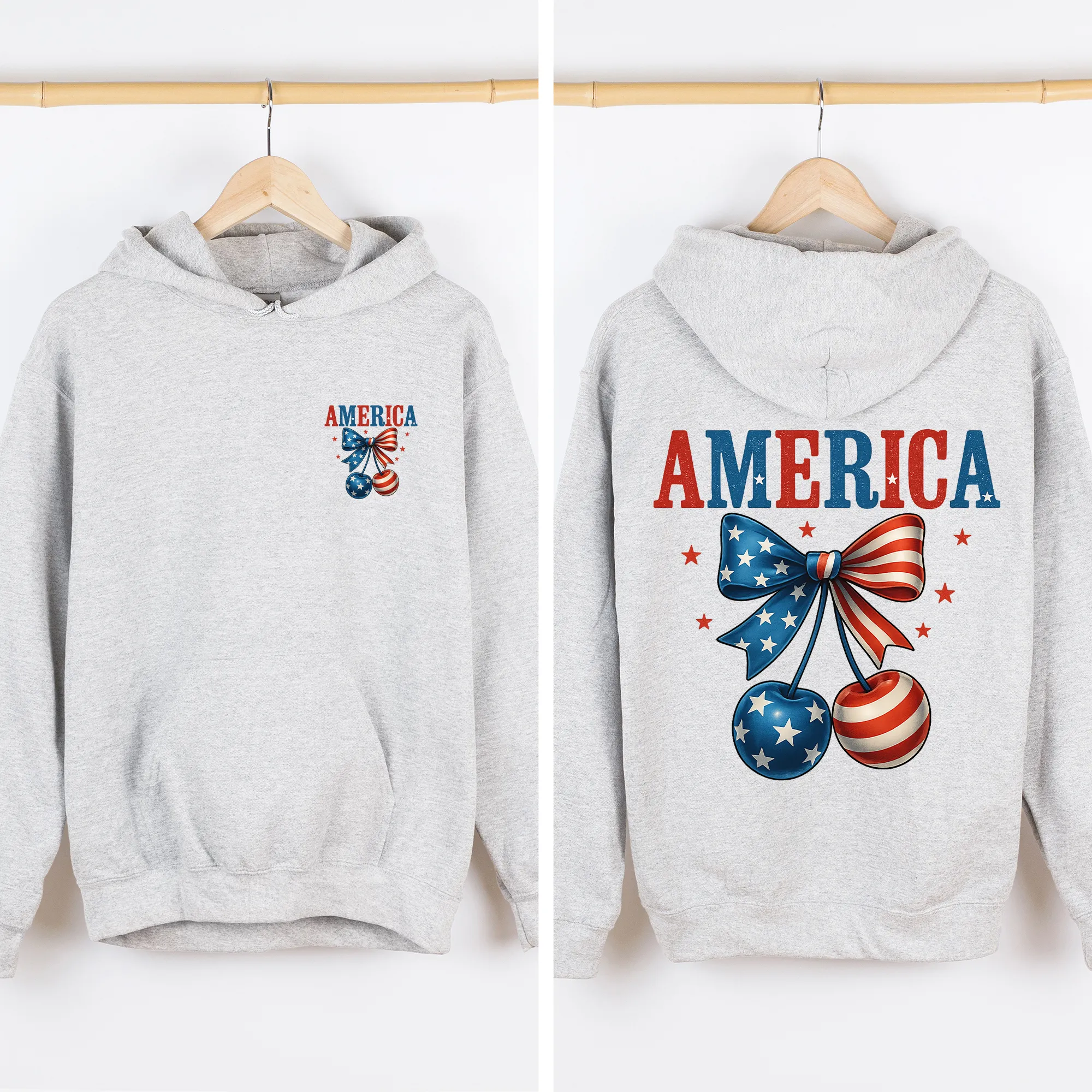 America, Cherries, Flag, USA, 4th of July Sweatshirt sold by Refinery Number One product image thumbnail 5