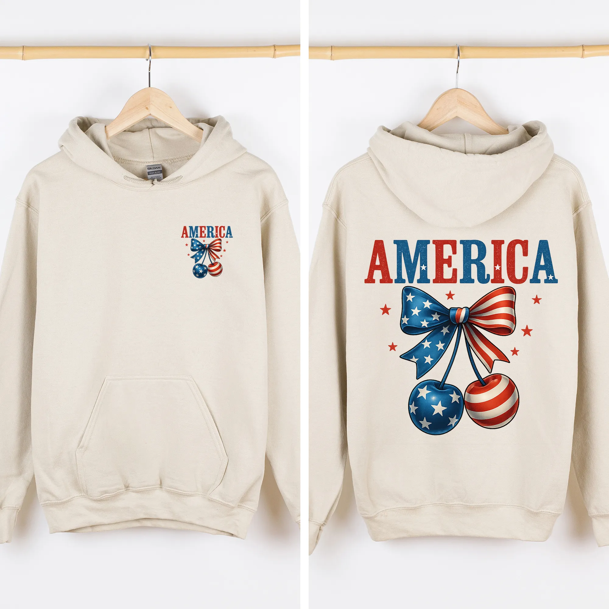 America, Cherries, Flag, USA, 4th of July Sweatshirt sold by Refinery Number One product image thumbnail 3