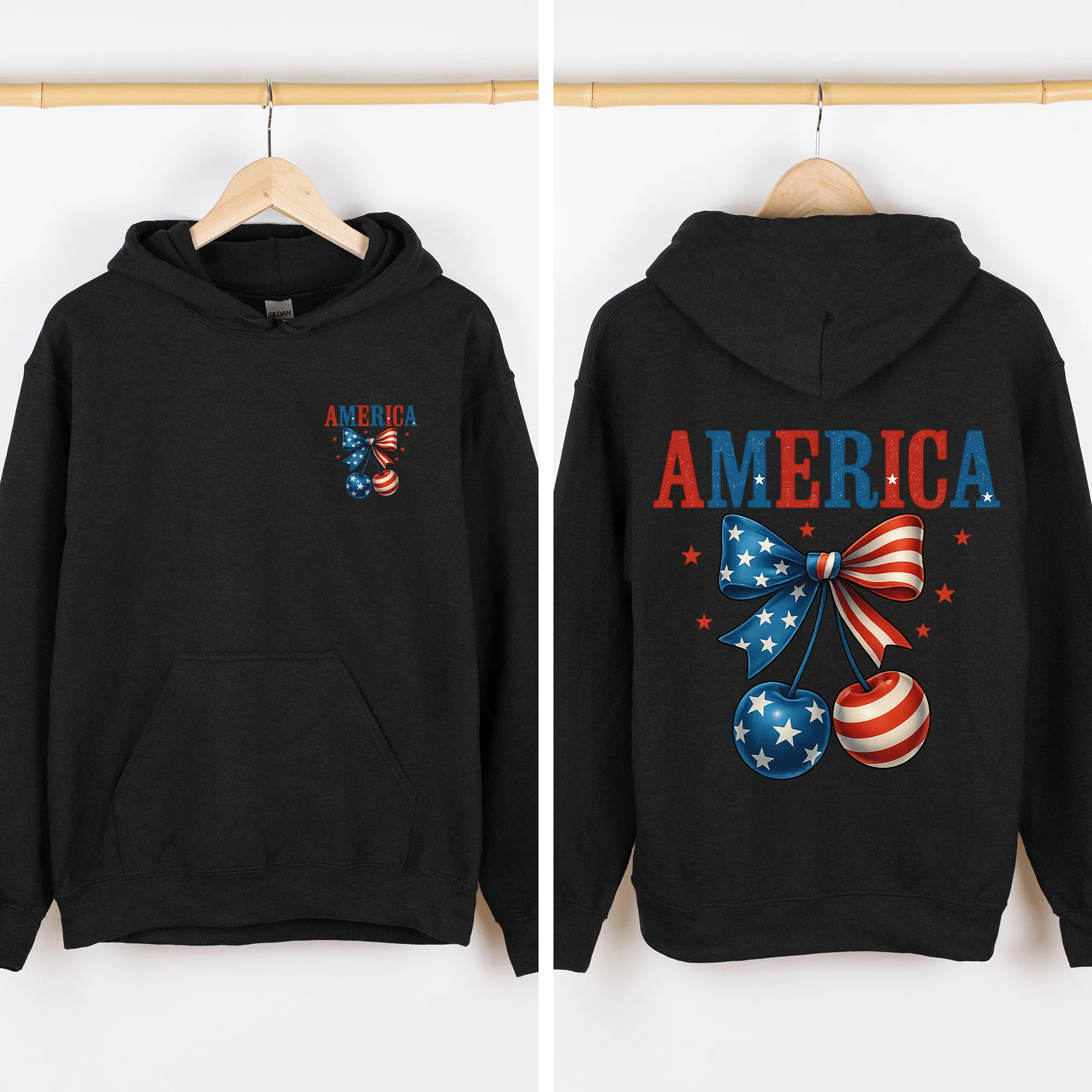 America, Cherries, Flag, USA, 4th of July Sweatshirt sold by Refinery Number One product image thumbnail 2