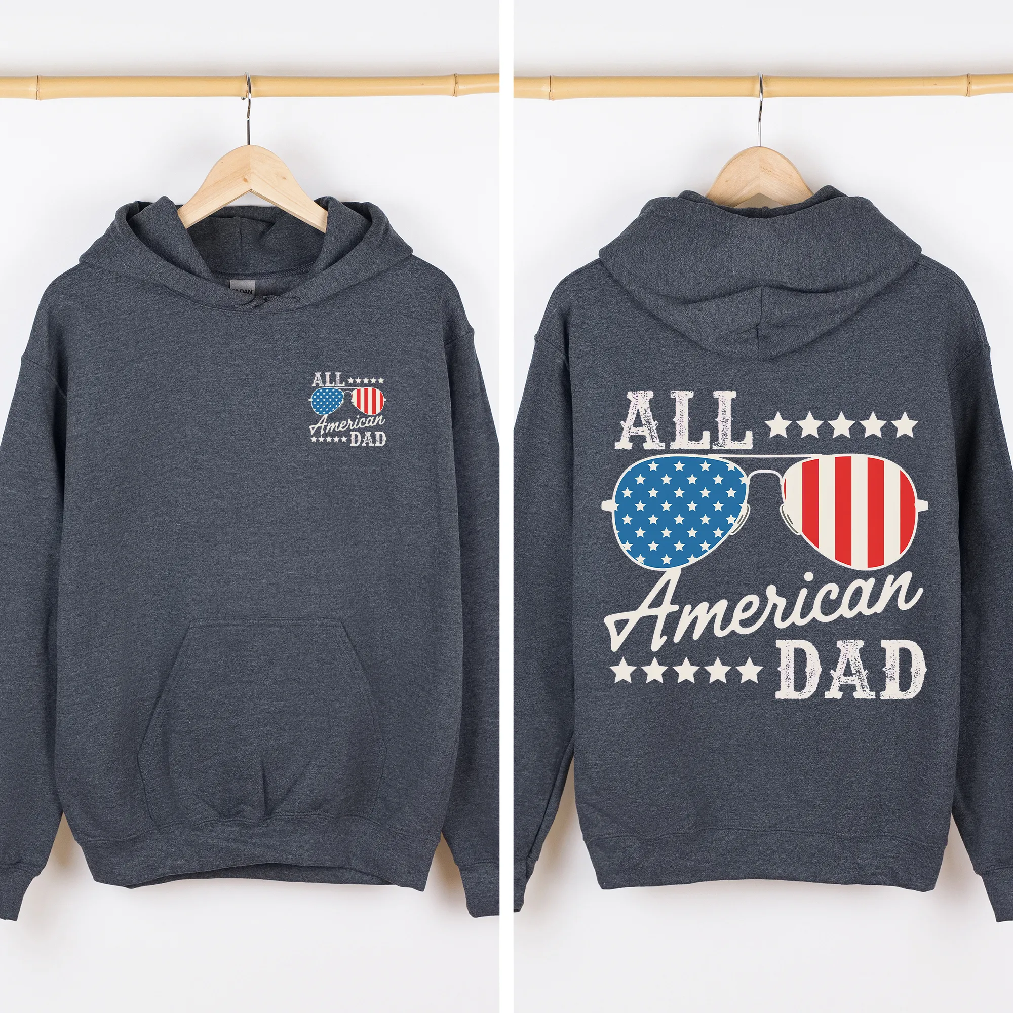 All American Dad, Glasses, US Flag, USA, 4th of July Sweatshirt sold by Refinery Number One product image thumbnail 2