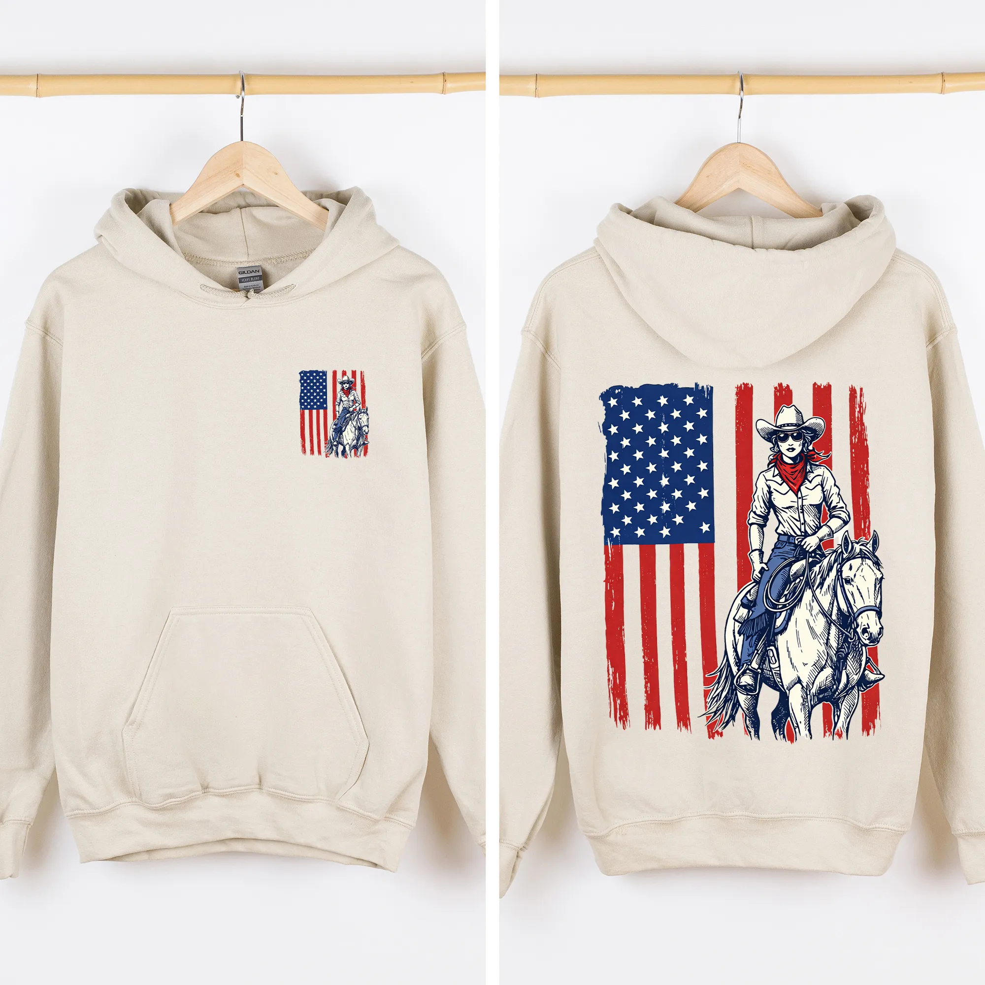 American Girl, Western, USA Flag, Horse, Country, 4th of July Sweatshirt sold by Refinery Number One product image thumbnail 2