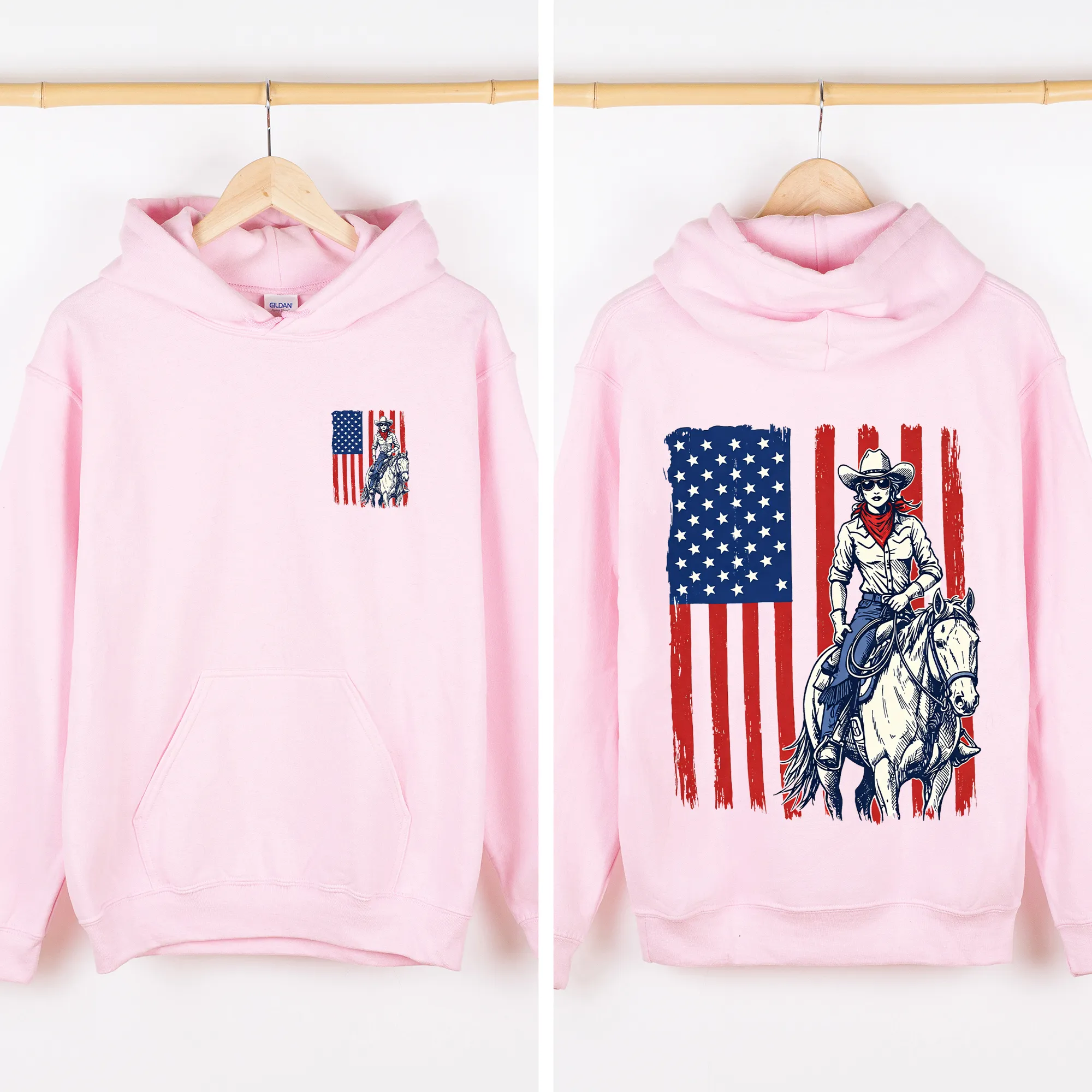 American Girl, Western, USA Flag, Horse, Country, 4th of July Sweatshirt sold by Refinery Number One product image thumbnail 3
