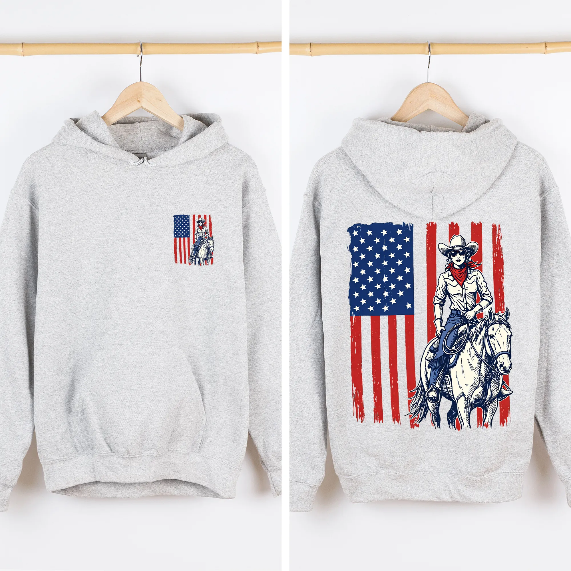American Girl, Western, USA Flag, Horse, Country, 4th of July Sweatshirt sold by Refinery Number One