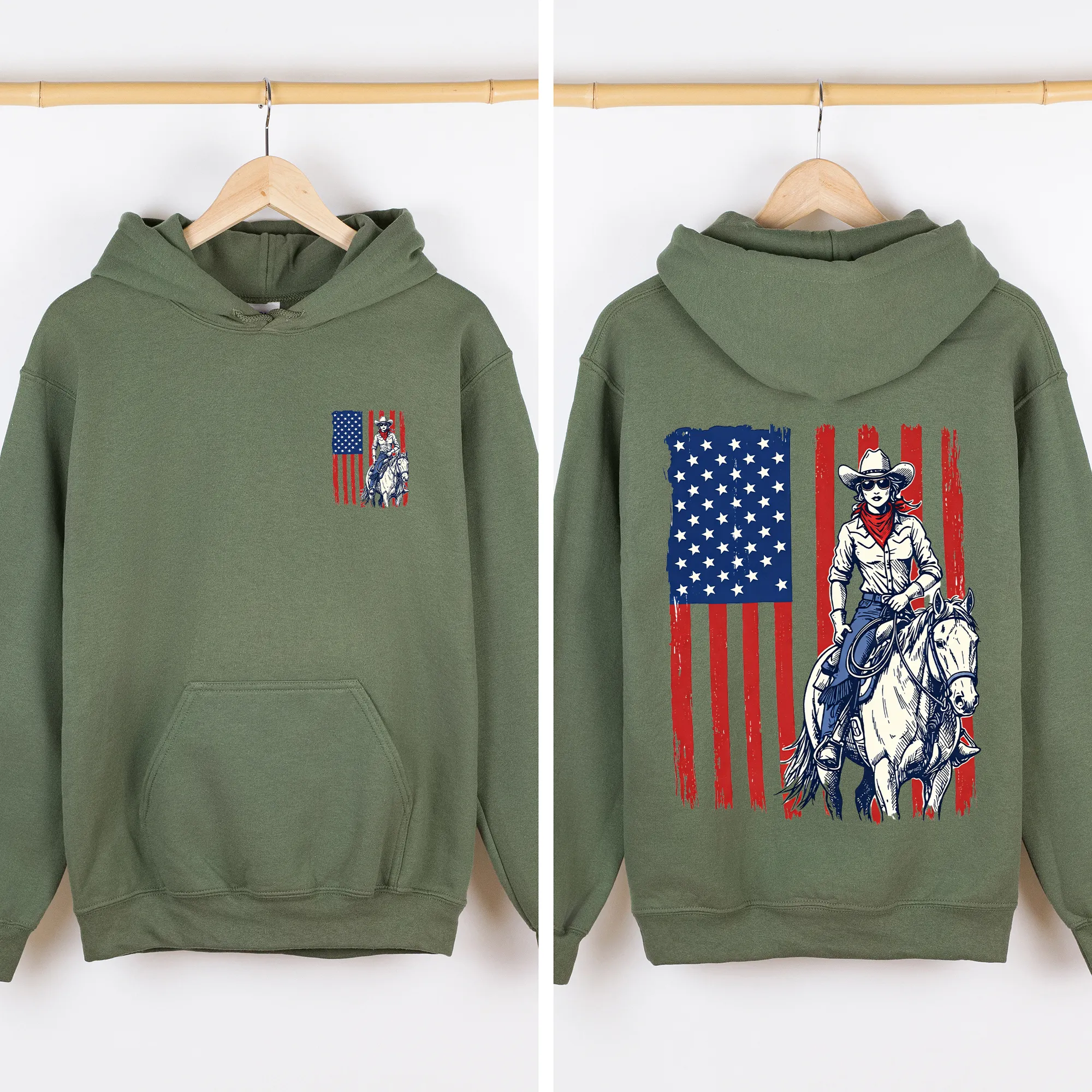 American Girl, Western, USA Flag, Horse, Country, 4th of July Sweatshirt sold by Refinery Number One product image thumbnail 4