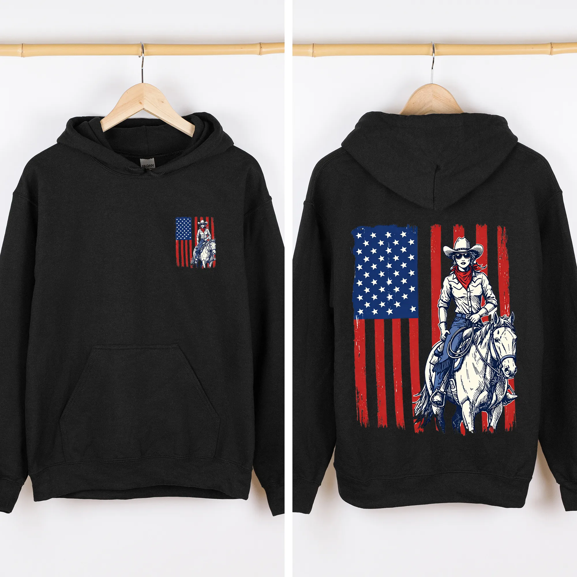 American Girl, Western, USA Flag, Horse, Country, 4th of July Sweatshirt sold by Refinery Number One product image thumbnail 5