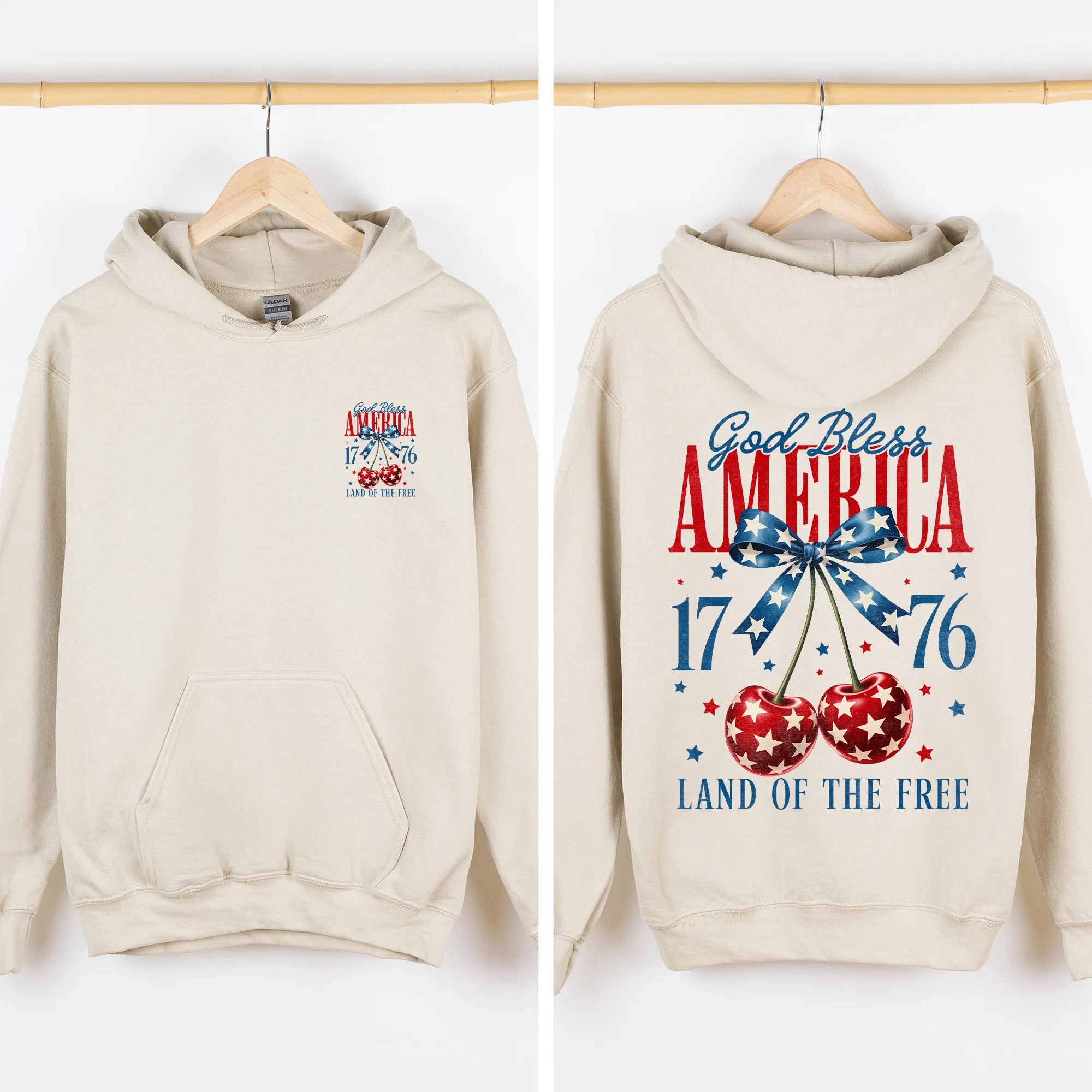 God Bless America, Cherries, Bow, 4th of July, 1776 Sweatshirt sold by Refinery Number One product image thumbnail 2