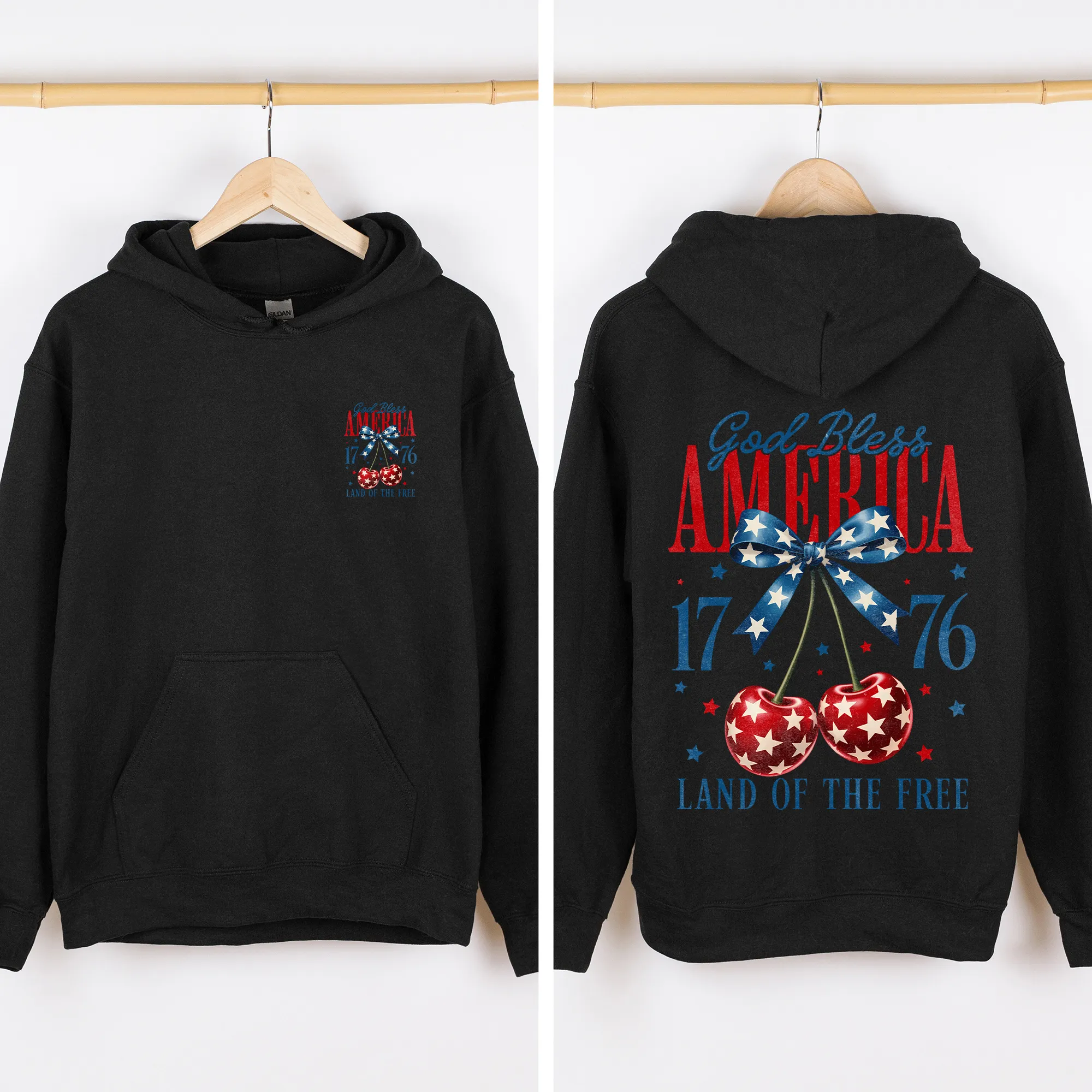 God Bless America, Cherries, Bow, 4th of July, 1776 Sweatshirt sold by Refinery Number One product image thumbnail 4