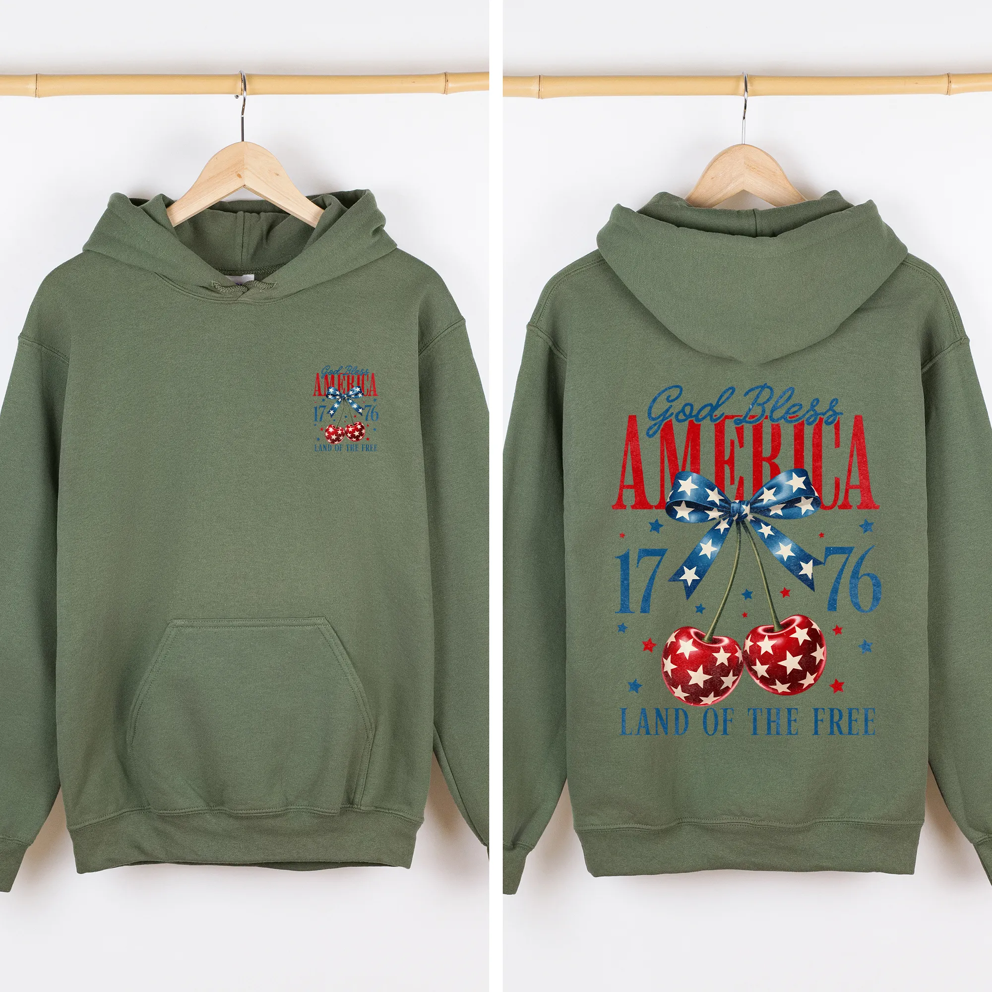God Bless America, Cherries, Bow, 4th of July, 1776 Sweatshirt sold by Refinery Number One product image thumbnail 5