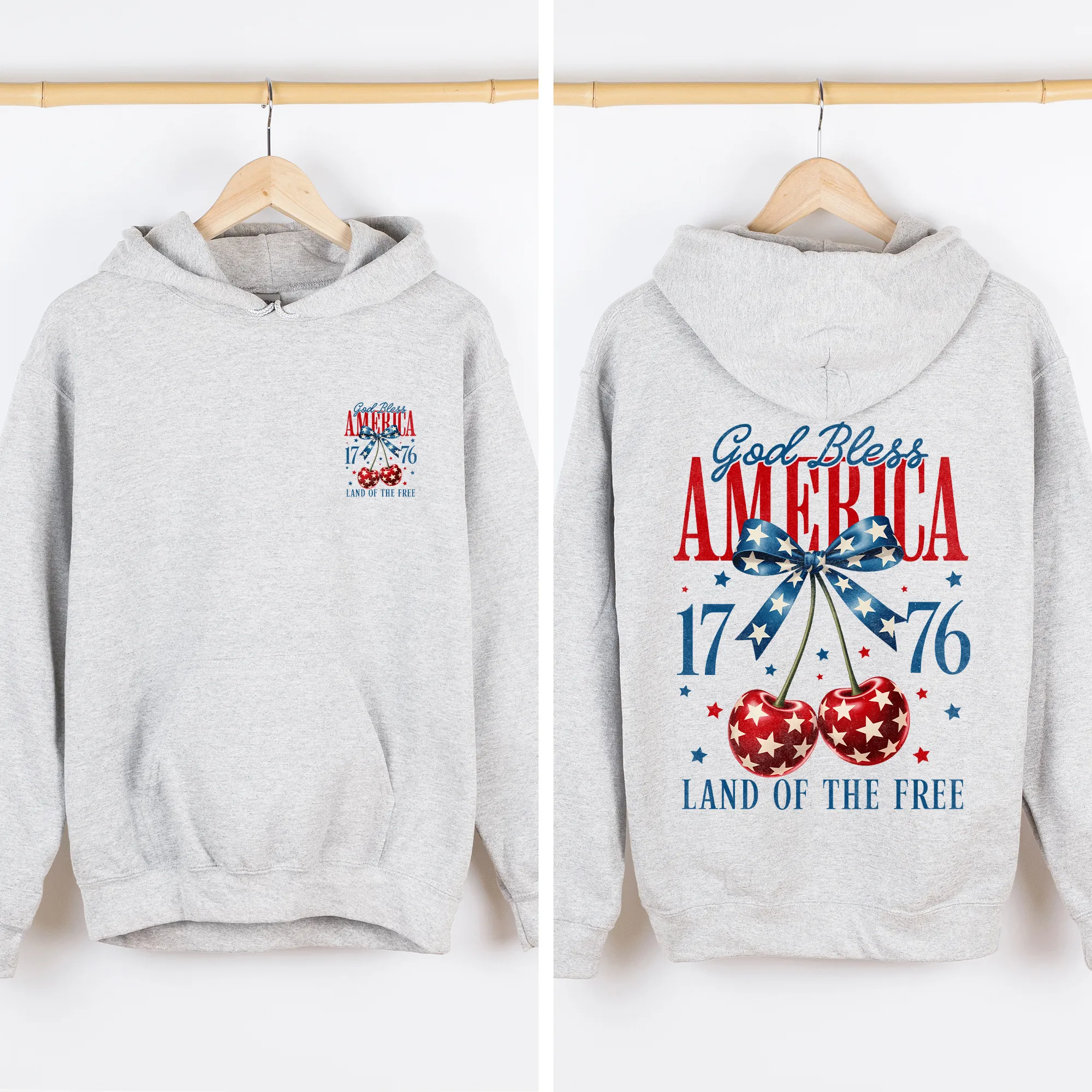 God Bless America, Cherries, Bow, 4th of July, 1776 Sweatshirt sold by Refinery Number One product image thumbnail 3