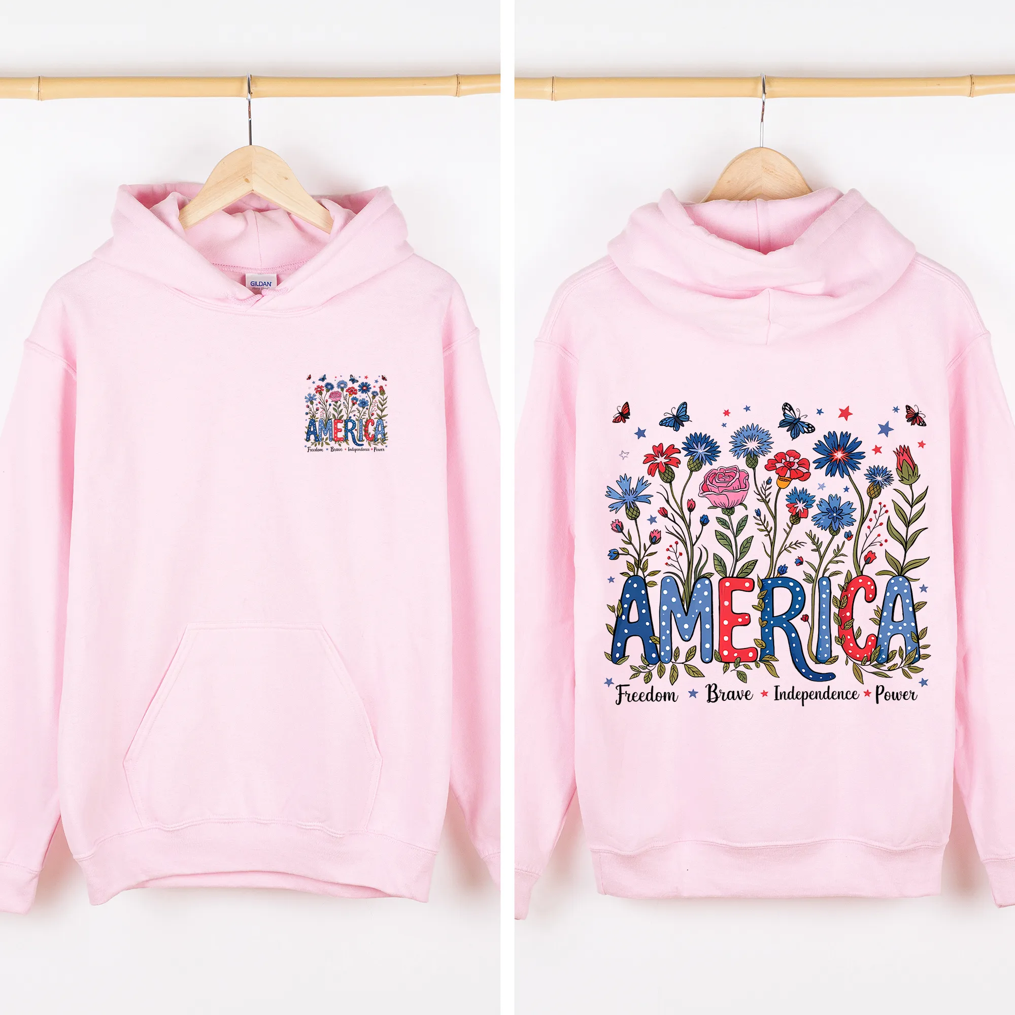 America, Floral, Flowers, USA, 4th of July, Patriotic Sweatshirt sold by Refinery Number One product image thumbnail 4