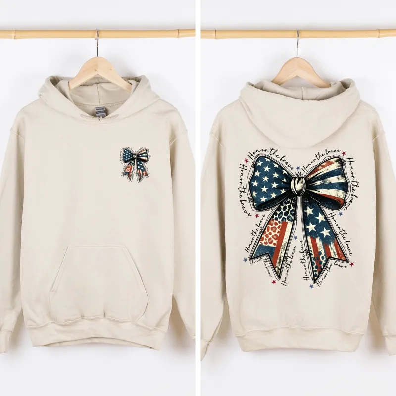 Patriotic Bow, USA Flag, America, 4th of July, Cute Sweatshirt made by Refinery Number One