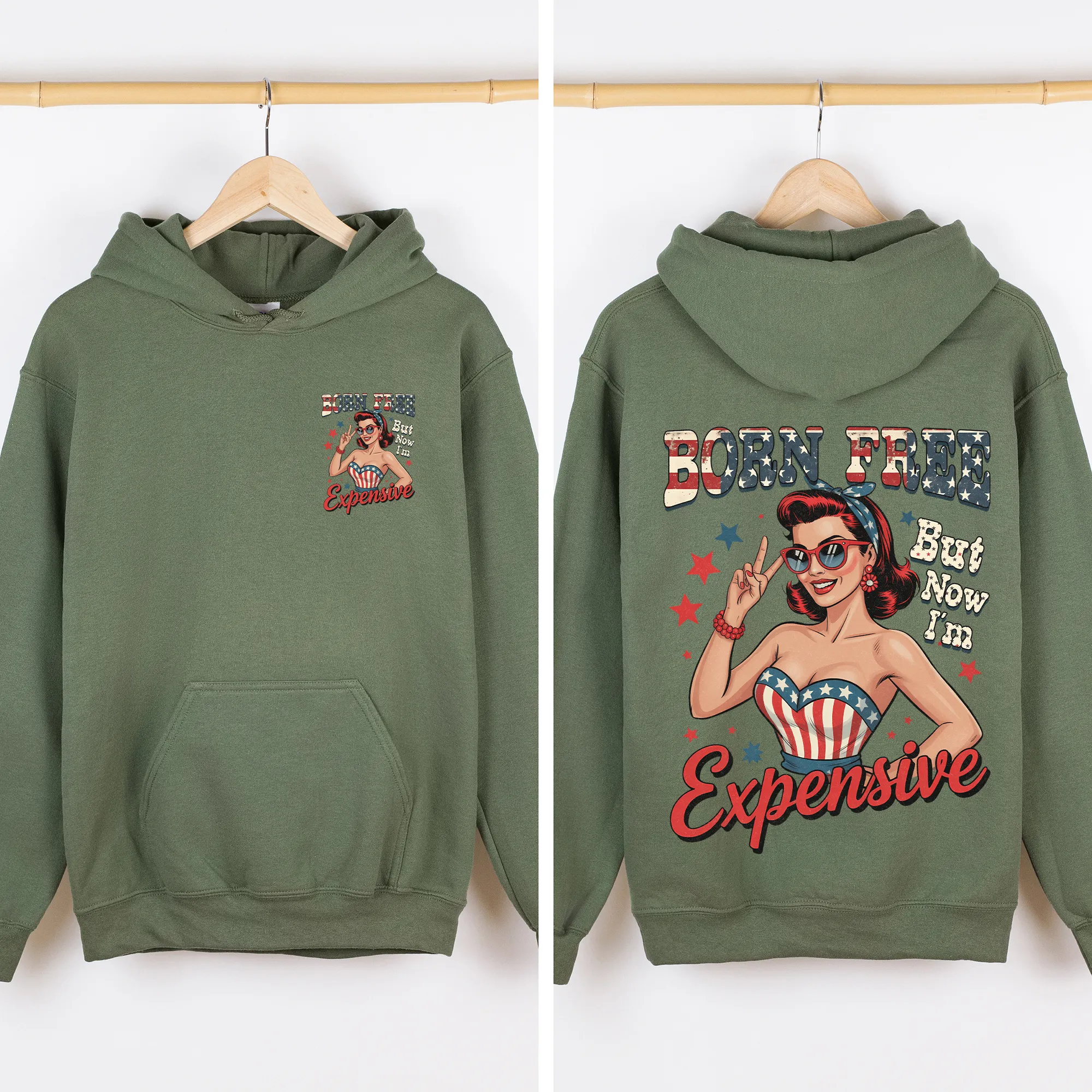 Born Free, But Now I'm Expensive, American Girl, 4th of July Sweatshirt sold by Refinery Number One product image thumbnail 4