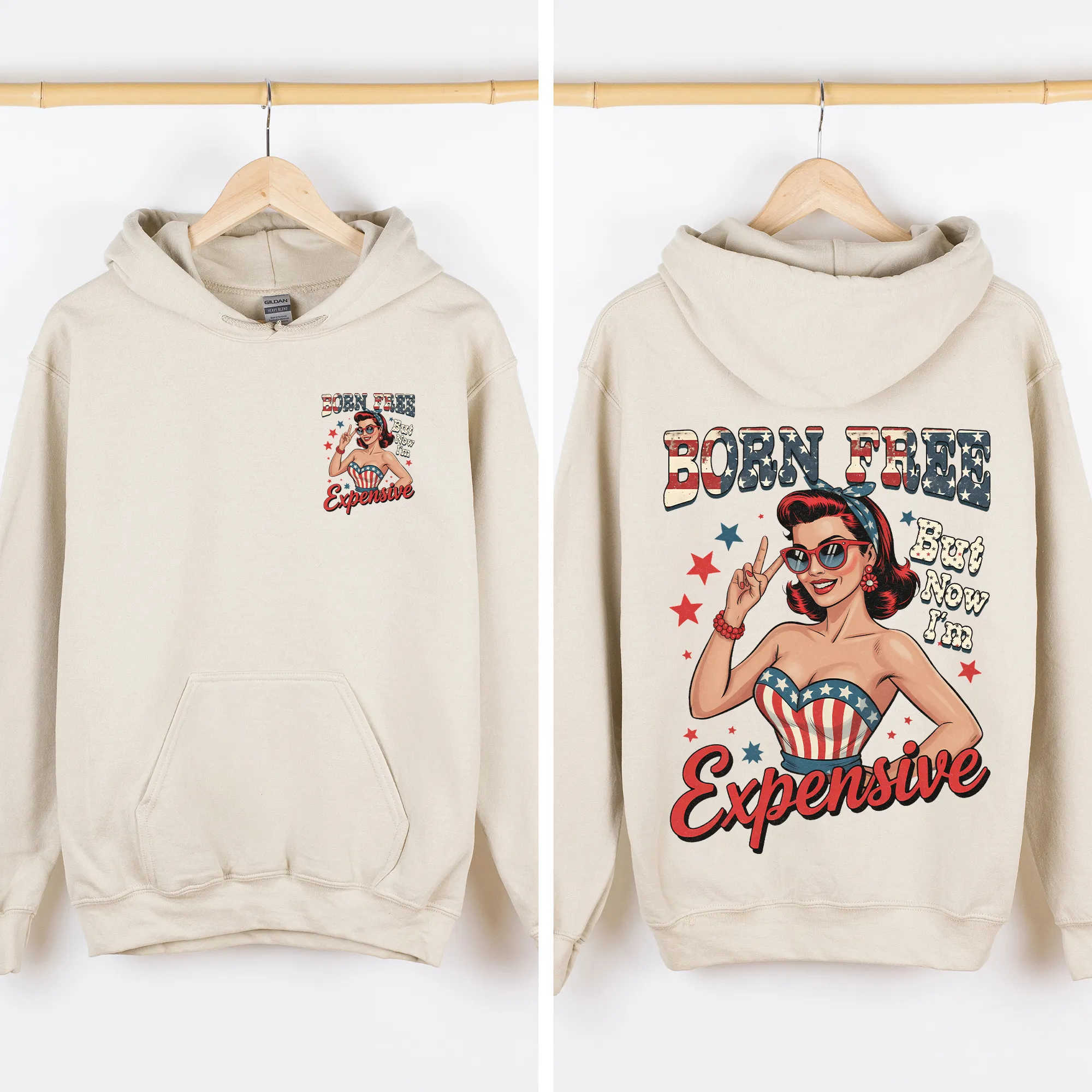 Born Free, But Now I'm Expensive, American Girl, 4th of July Sweatshirt sold by Refinery Number One product image thumbnail 3