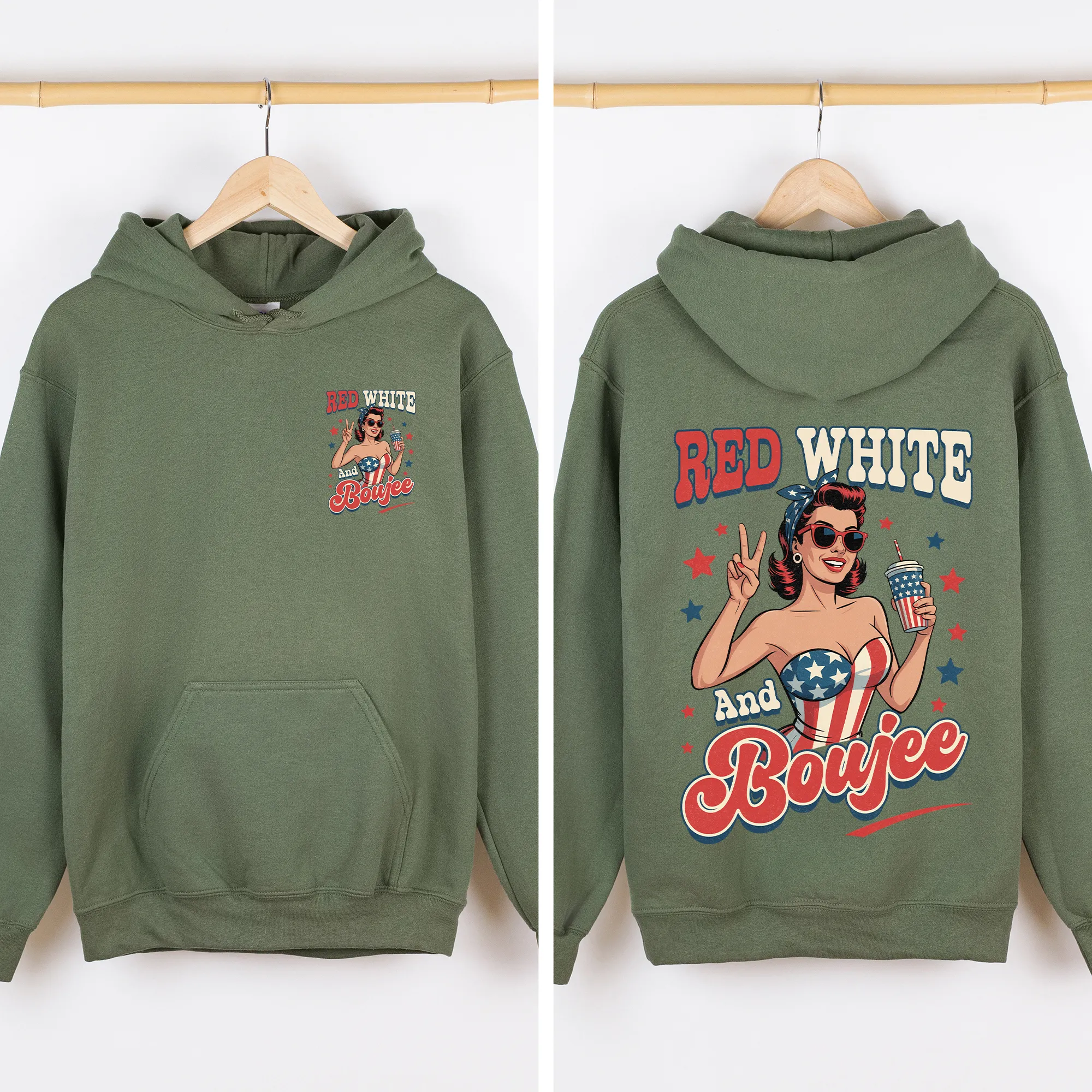 Red White Boujee, American Girl, 4th of July Sweatshirt sold by Refinery Number One product image thumbnail 4