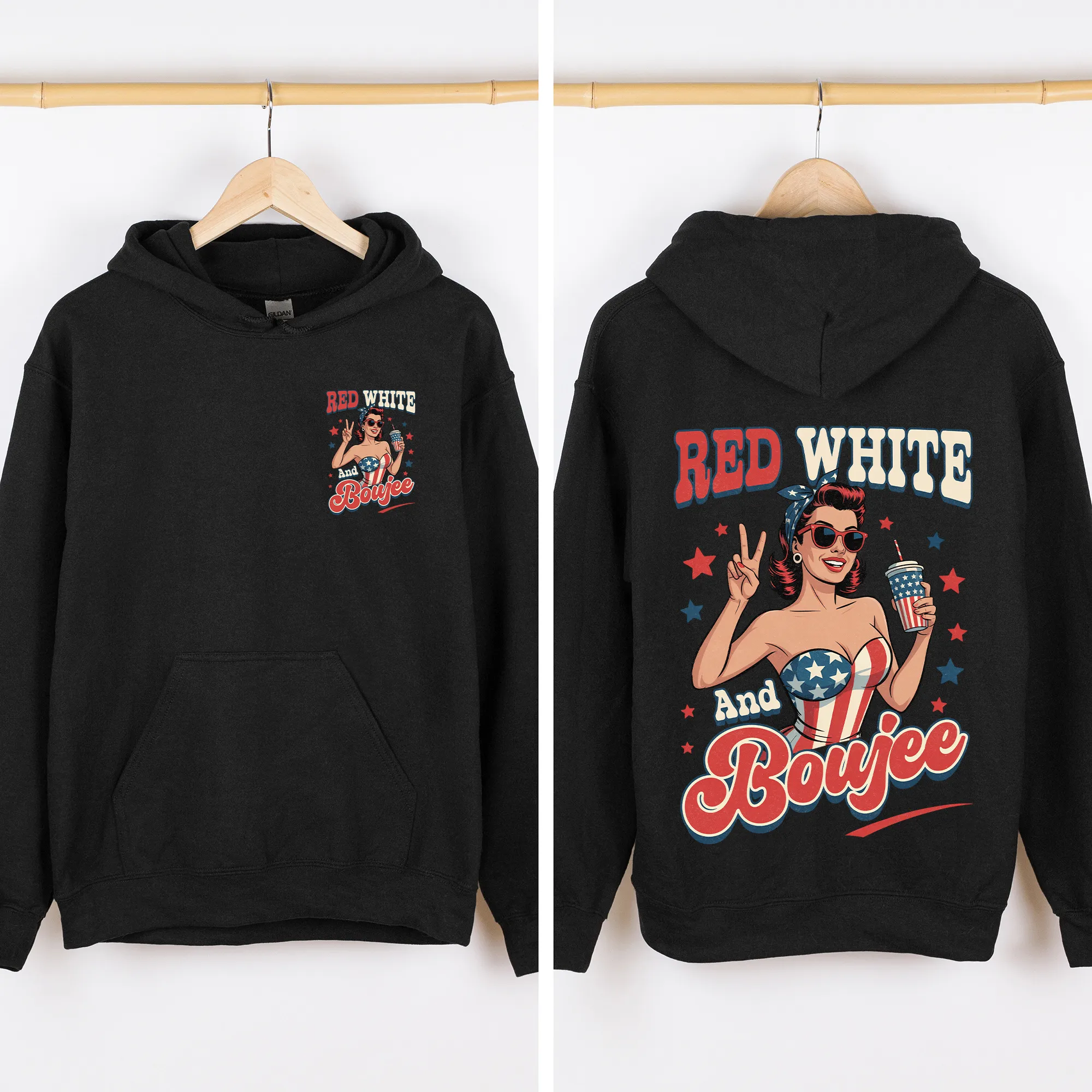Red White Boujee, American Girl, 4th of July Sweatshirt sold by Refinery Number One product image thumbnail 5