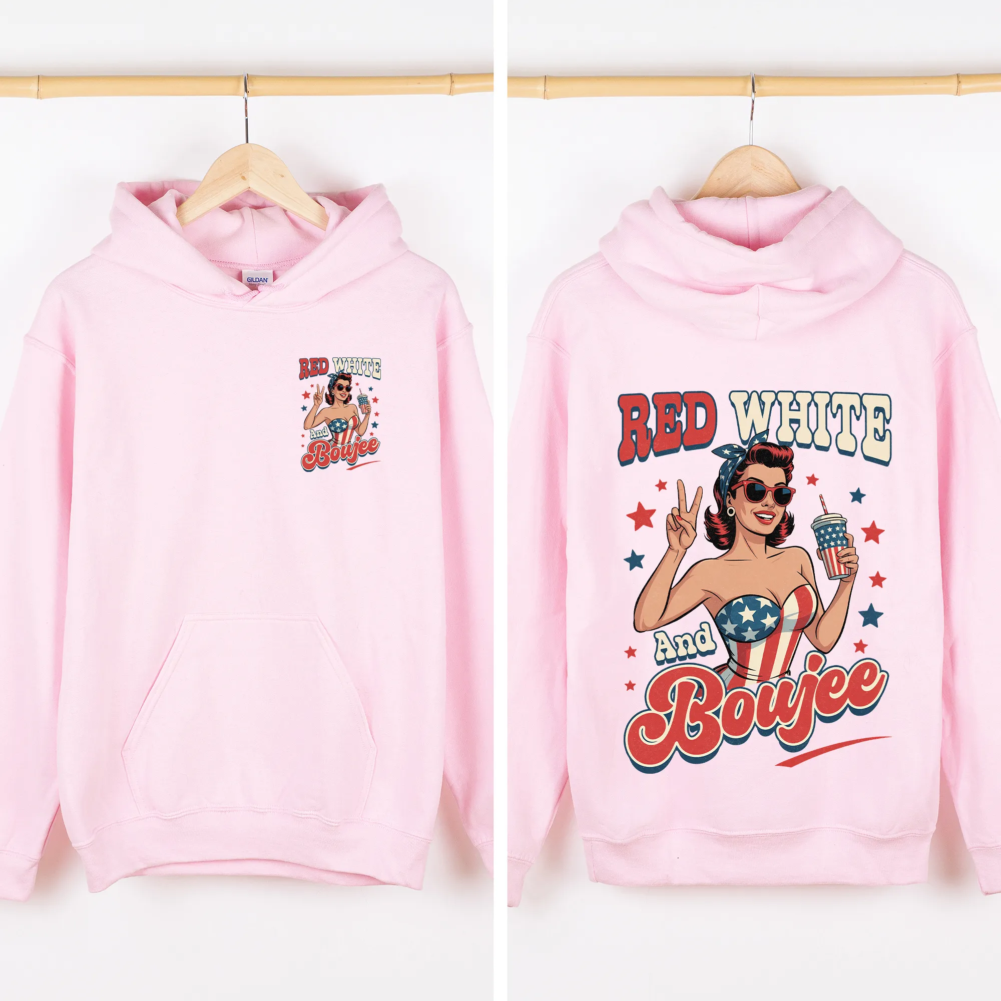 Red White Boujee, American Girl, 4th of July Sweatshirt sold by Refinery Number One product image thumbnail 3
