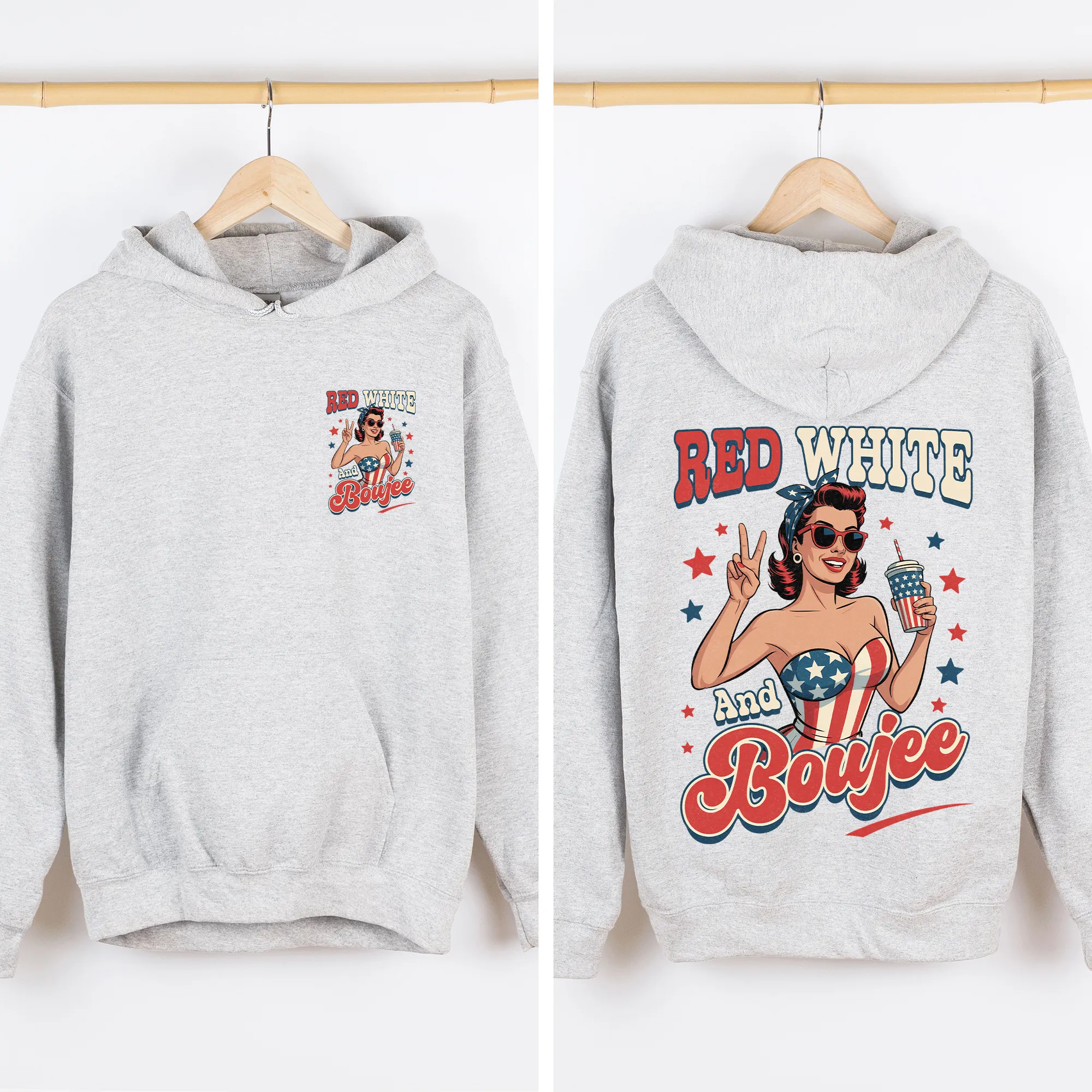 Red White Boujee, American Girl, 4th of July Sweatshirt sold by Refinery Number One product image thumbnail 2