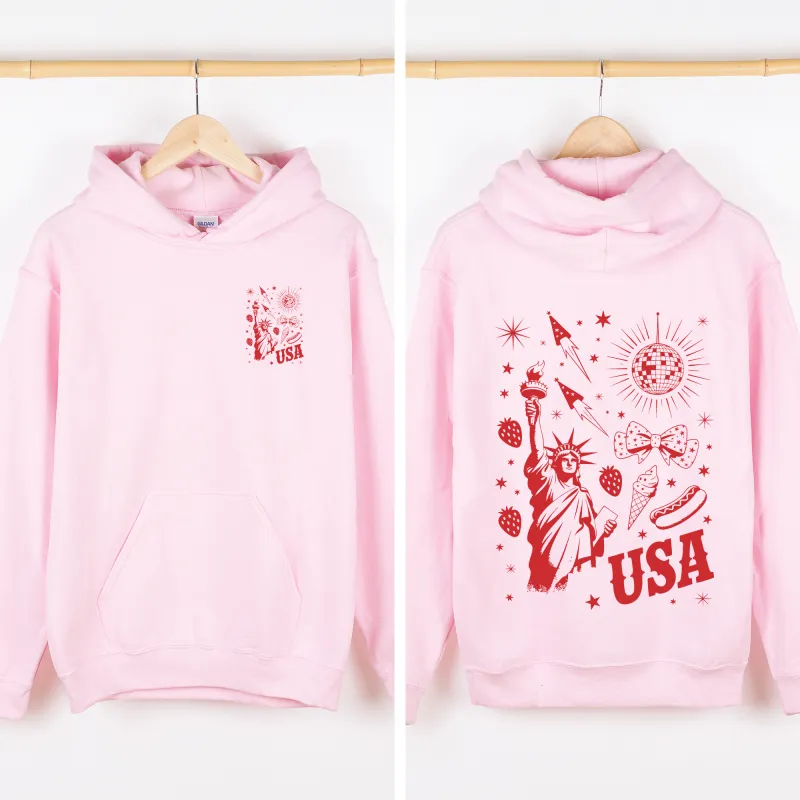 USA, Doodles, America, 4th of July, America Sweatshirt made by Refinery Number One