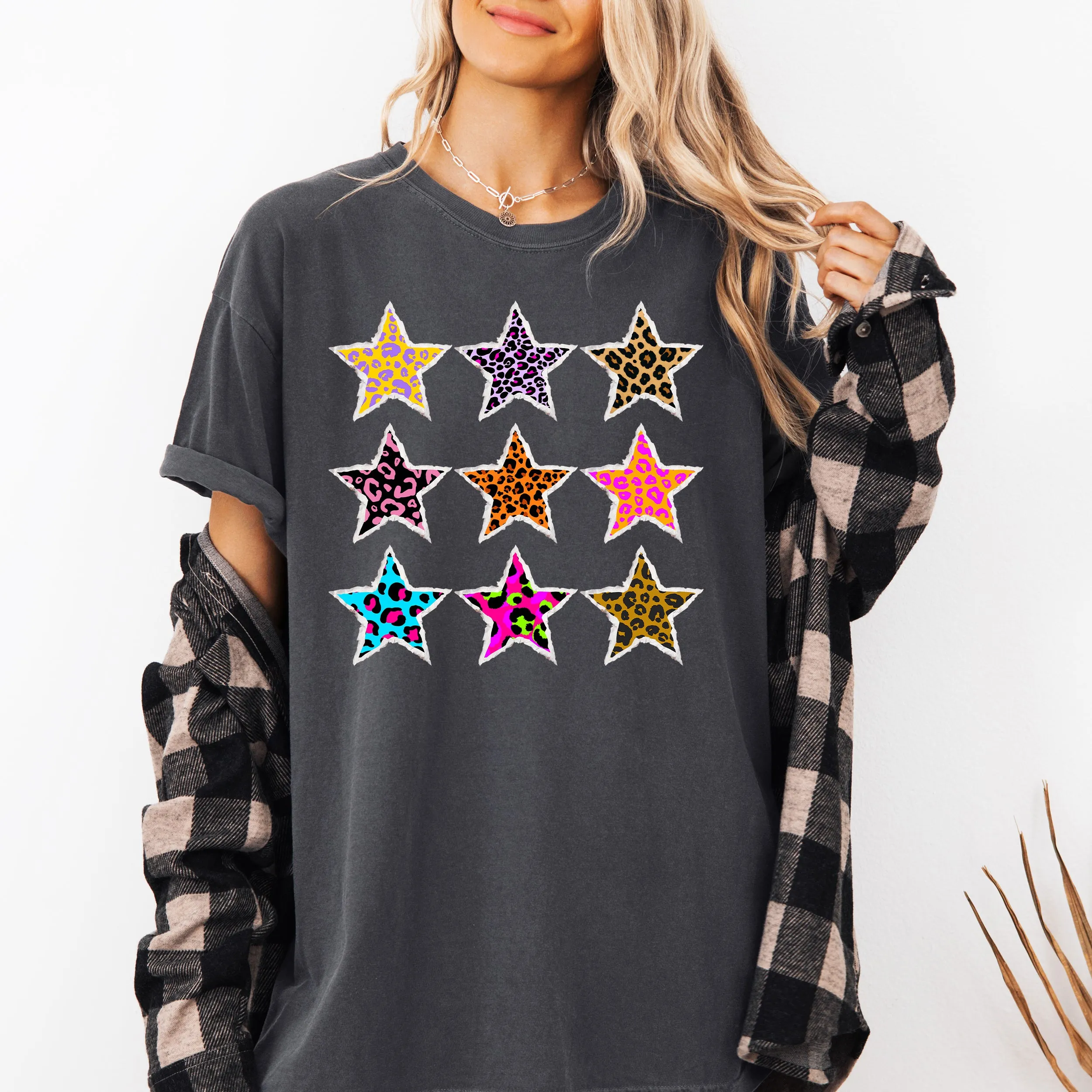 Leopard Print Stars, Retro, 80s Chic, Vintage Comfort Colors T-Shirt sold by Refinery Number One product image thumbnail 2