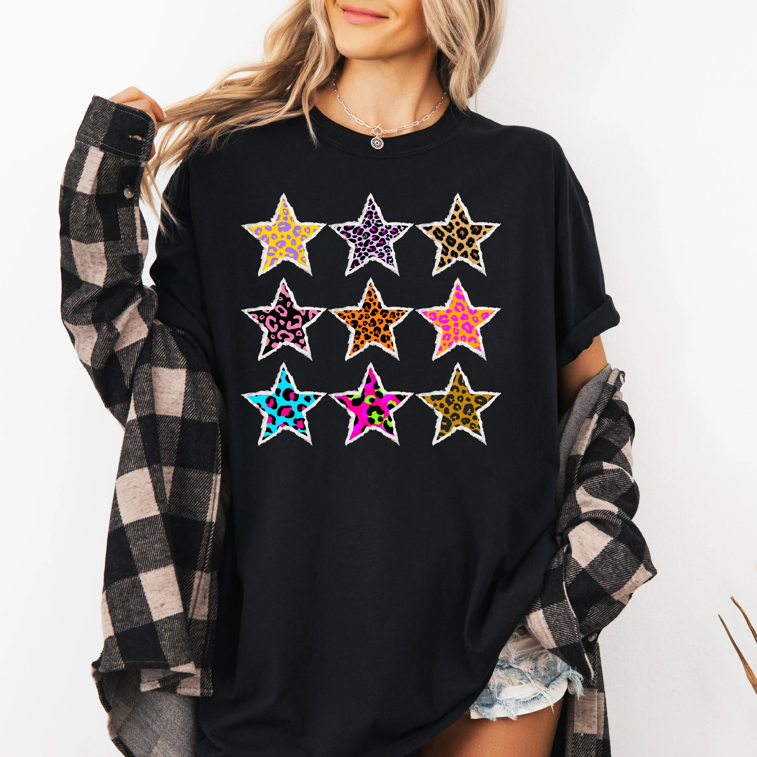 Leopard Print Stars, Retro, 80s Chic, Vintage Comfort Colors T-Shirt sold by Refinery Number One product image thumbnail 5