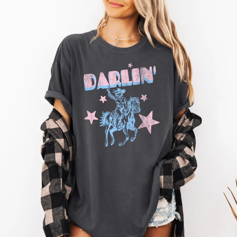 Darlin, Cowgirl, Festival, Party, Concert, Retro, Western, Horse Comfort Colors T-Shirt made by Refinery Number One