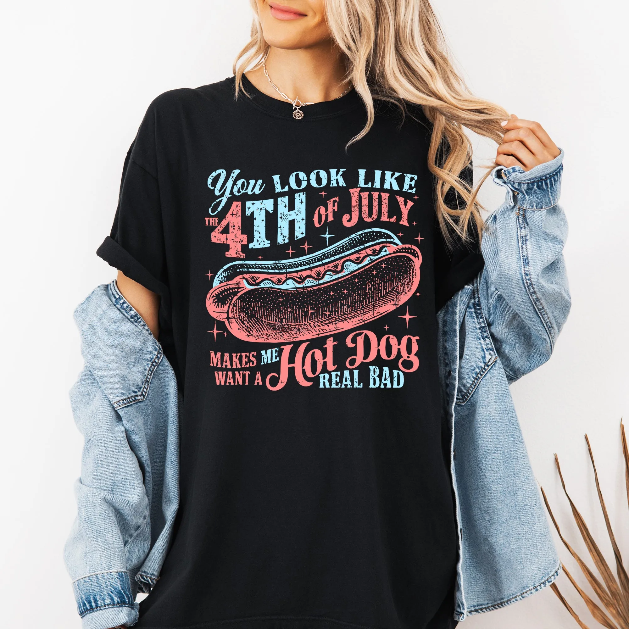 You Look Like The Fourth Of July, Hotdogs, Patriotic Party, America, Flag Comfort Colors Tee sold by Refinery Number One product image thumbnail 5
