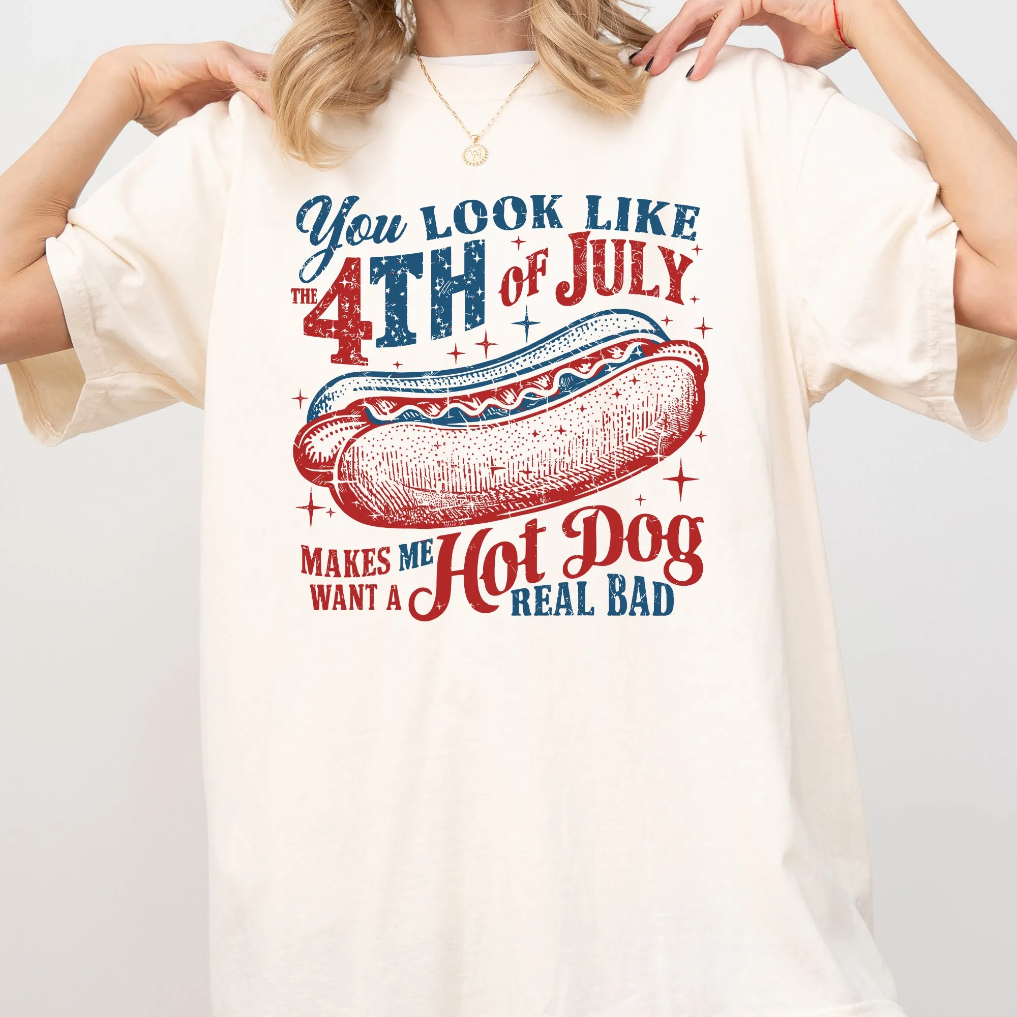 You Look Like The Fourth Of July, Hotdogs, Patriotic Party, America, Flag Comfort Colors Tee sold by Refinery Number One product image thumbnail 2