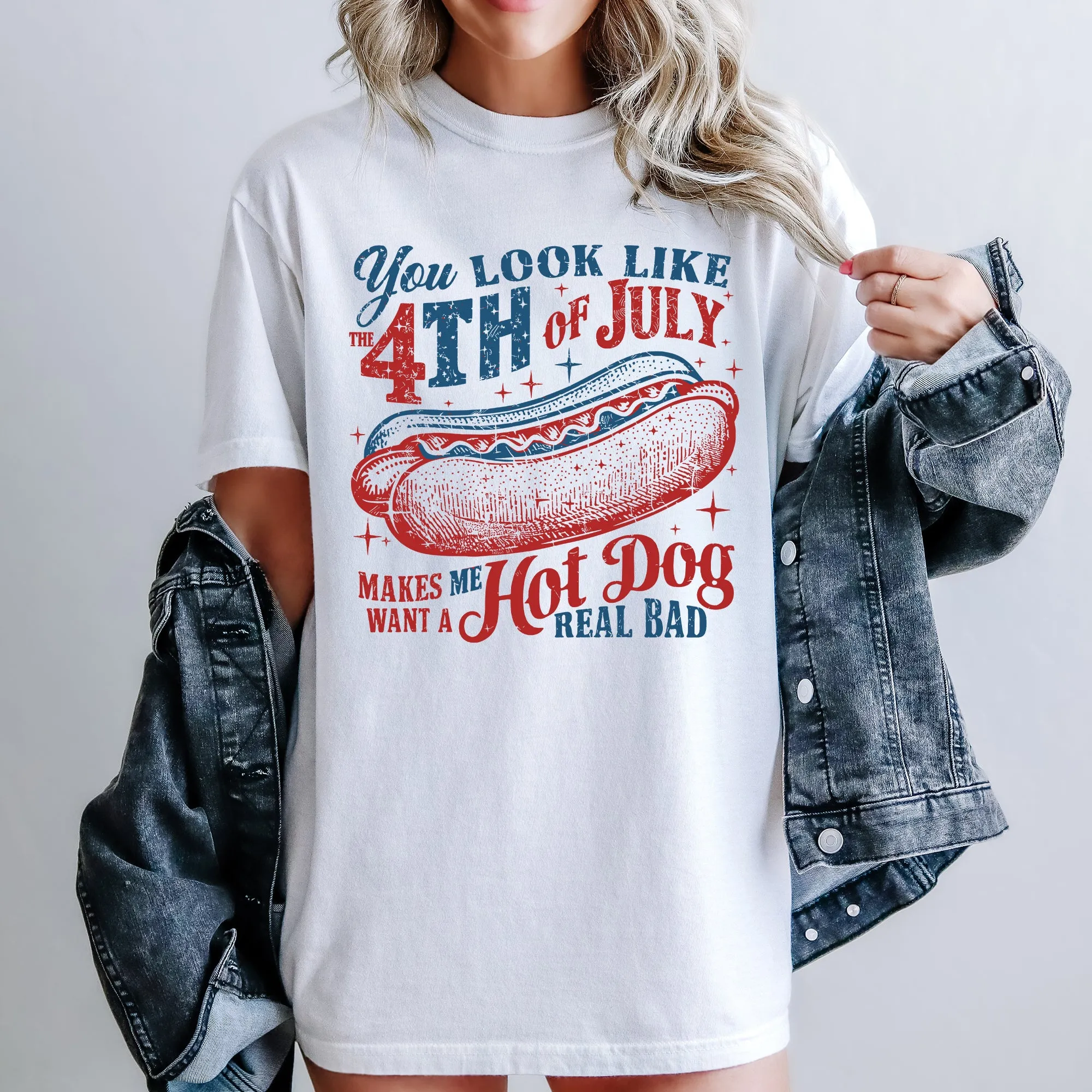 You Look Like The Fourth Of July, Hotdogs, Patriotic Party, America, Flag Comfort Colors Tee sold by Refinery Number One product image thumbnail 4