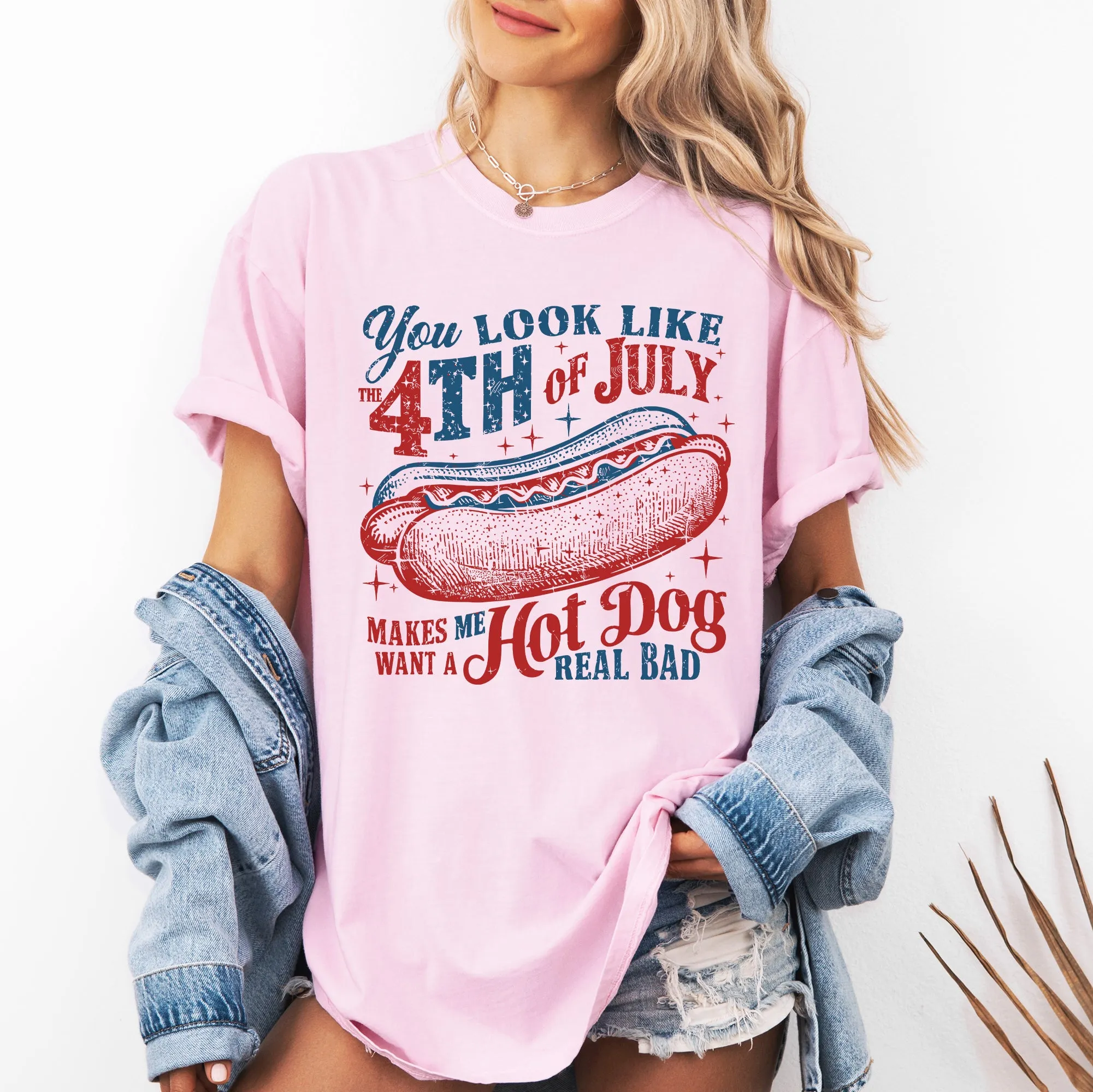 You Look Like The Fourth Of July, Hotdogs, Patriotic Party, America, Flag Comfort Colors Tee sold by Refinery Number One product image thumbnail 3