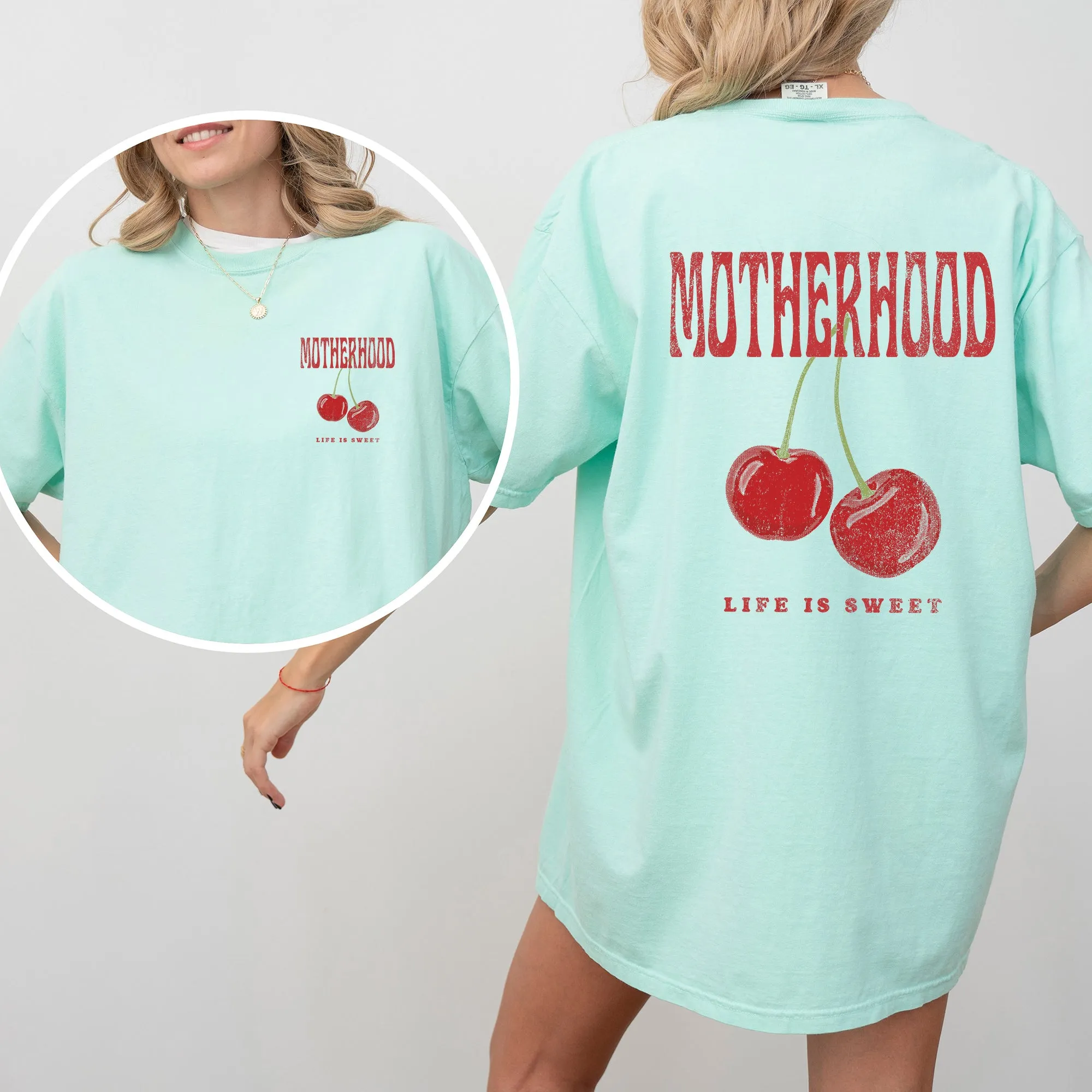 Motherhood, Life Is Sweet, Cherry, Mother's Day Comfort Colors T-Shirt sold by Refinery Number One product image thumbnail 5