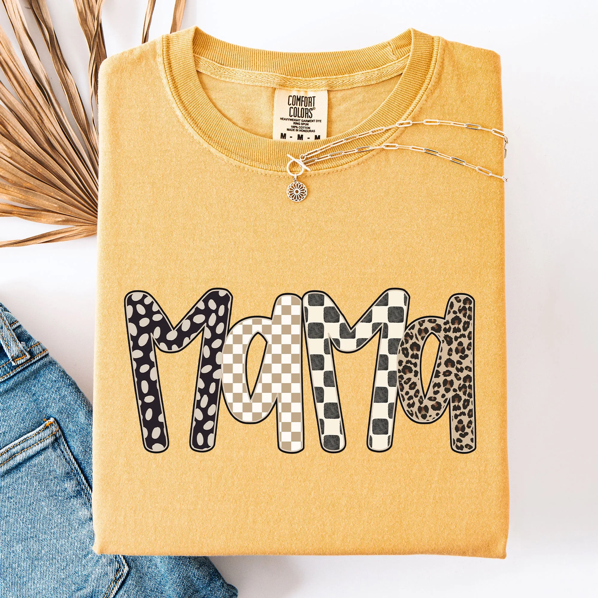 Mama, Fun Patterns, Leopard Print, Checkered, Neutral Colors Comfort Colors T-Shirt sold by Refinery Number One product image thumbnail 5