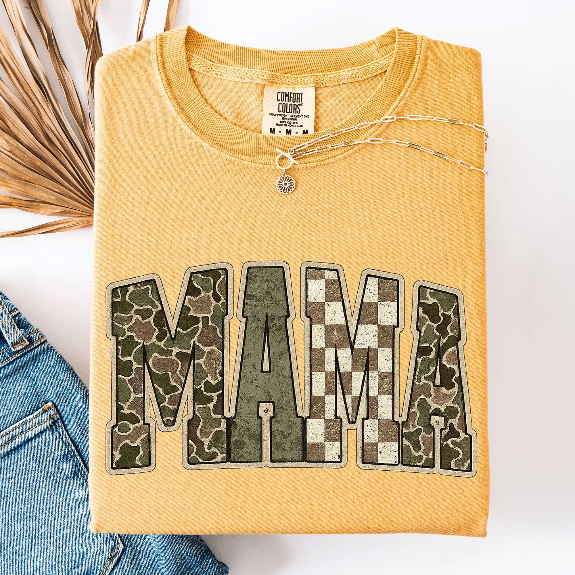 Mama, Camo, Checkered, Mother's Day, Varsity Design Comfort Colors T-Shirt sold by Refinery Number One product image thumbnail 5