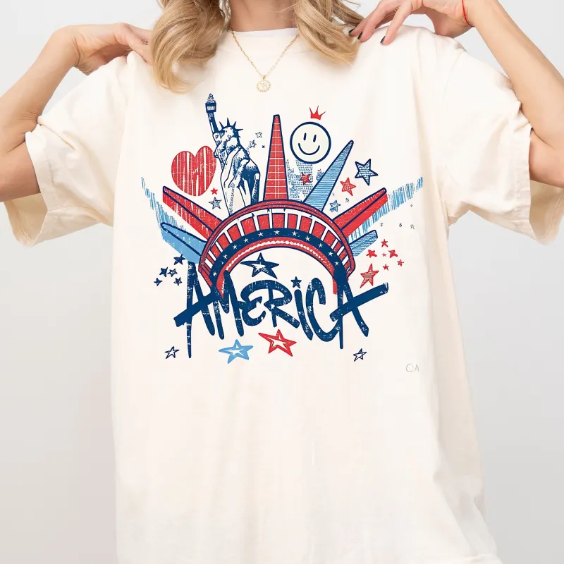 America, Statue Of Liberty, Patriotic, 250, Fourth Of July Party Comfort Colors T-Shirt made by Refinery Number One