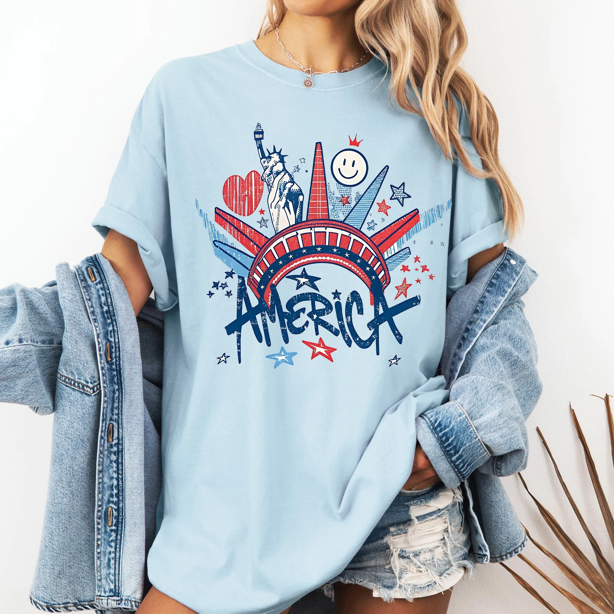 America, Statue Of Liberty, Patriotic, 250, Fourth Of July Party Comfort Colors T-Shirt sold by Refinery Number One product image thumbnail 3
